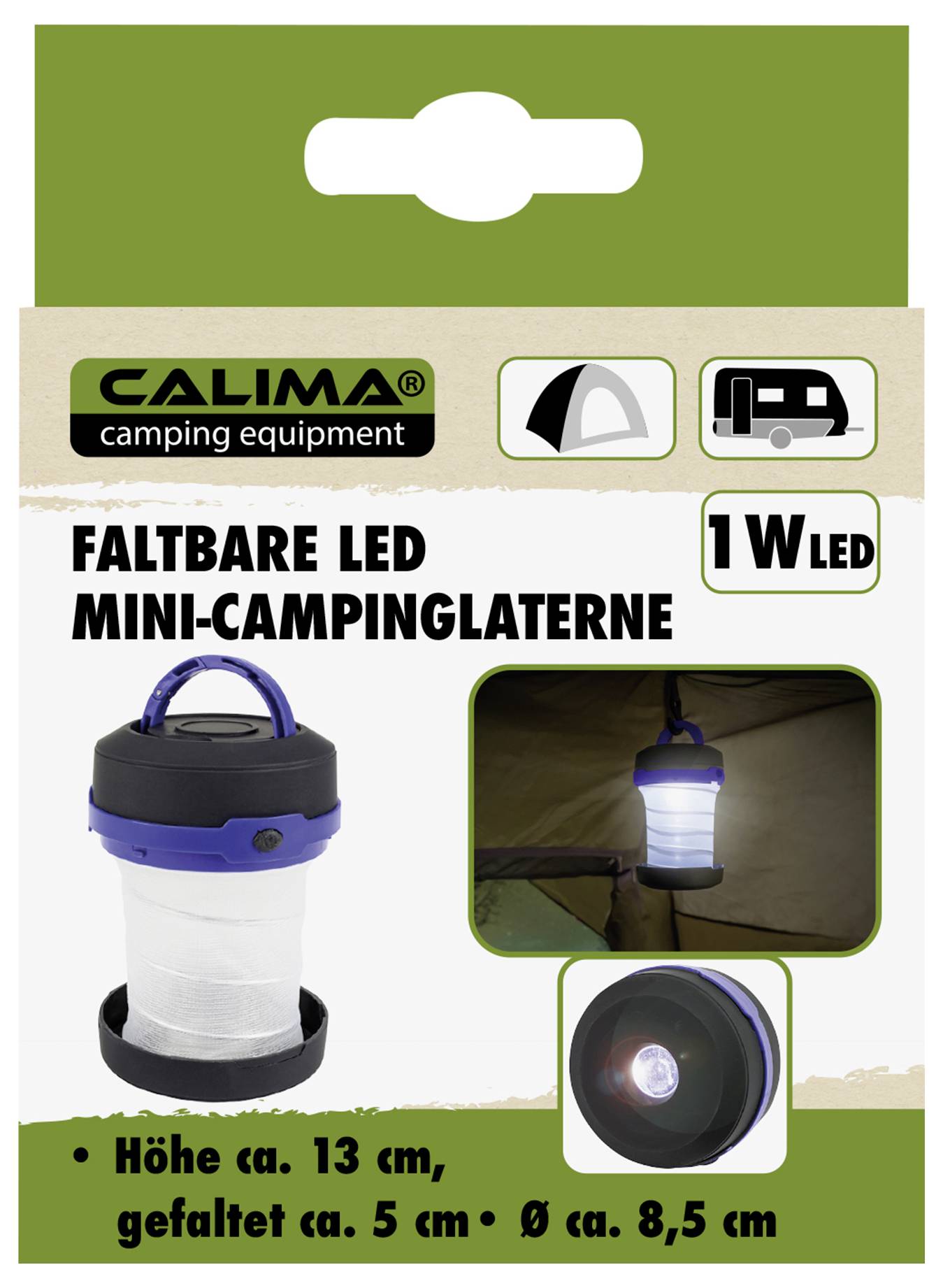 Calima 46001 Camping-Laterne batteriebetrieben 135g Schwarz-Blau