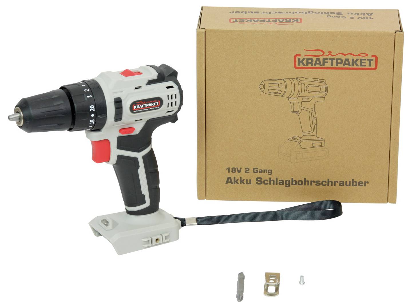 Dino KRAFTPAKET 18V-45Nm-23-630W 130230 Akku-Schlagbohrschrauber 18V bürstenlos, ohne Akku, ohne Ladegerät