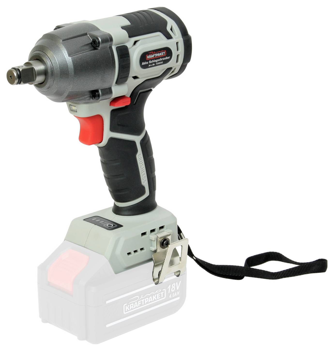 Dino KRAFTPAKET 18V-400Nm-1/2“-900W 130232 Akku-Schrauber 18V bürstenlos, ohne Akku, ohne Ladegerät