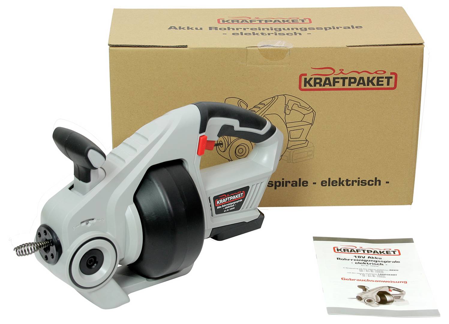 Dino KRAFTPAKET 18V-7m-15mm-450W-solo 130239 Rohrreinigungsgerät