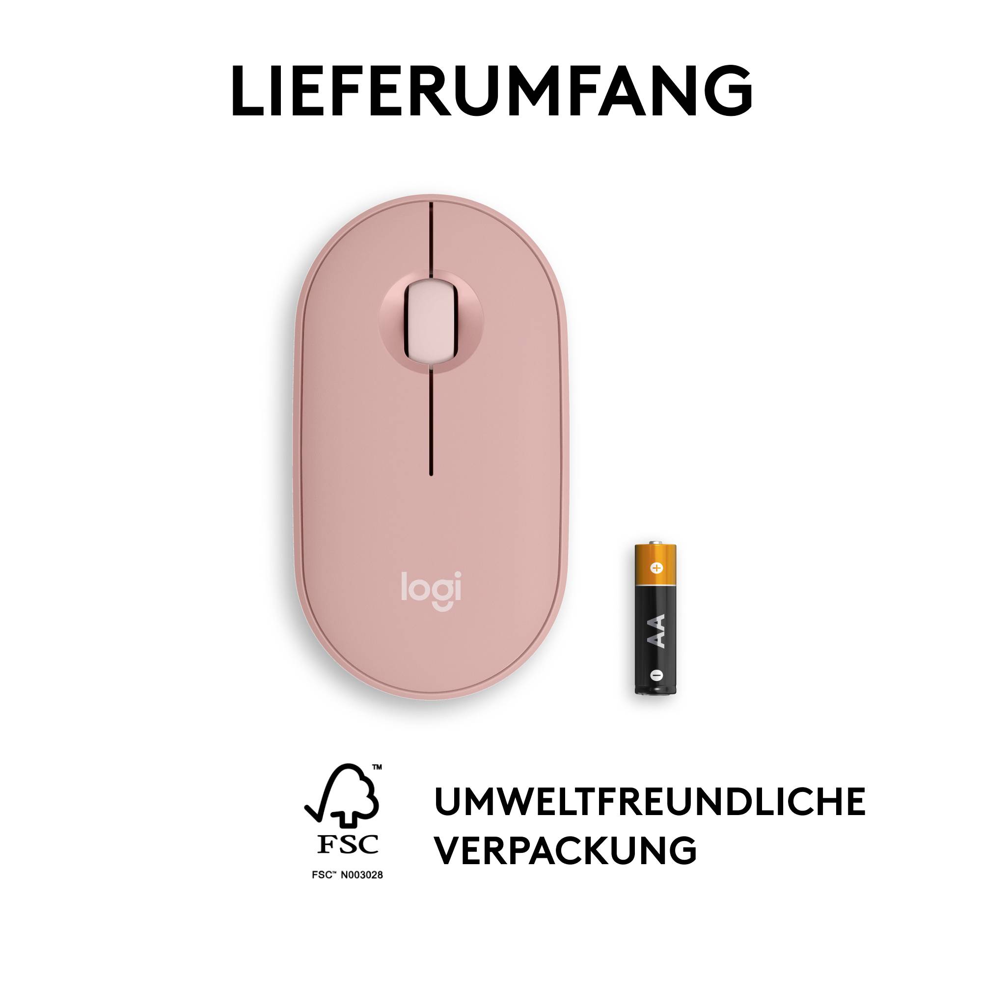 Logitech Pebble Mouse 2 M350s - TONAL ROSE - EMEA-808 Maus Bluetooth® Optisch Rose 3 Tasten 400 dpi, 4000 dpi Integriertes