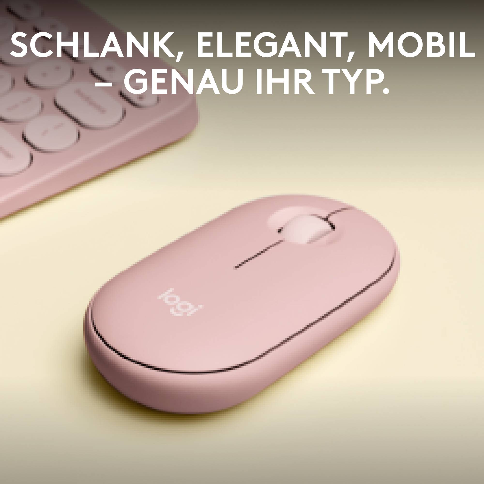 Logitech Pebble Mouse 2 M350s - TONAL ROSE - EMEA-808 Maus Bluetooth® Optisch Rose 3 Tasten 400 dpi, 4000 dpi Integriertes