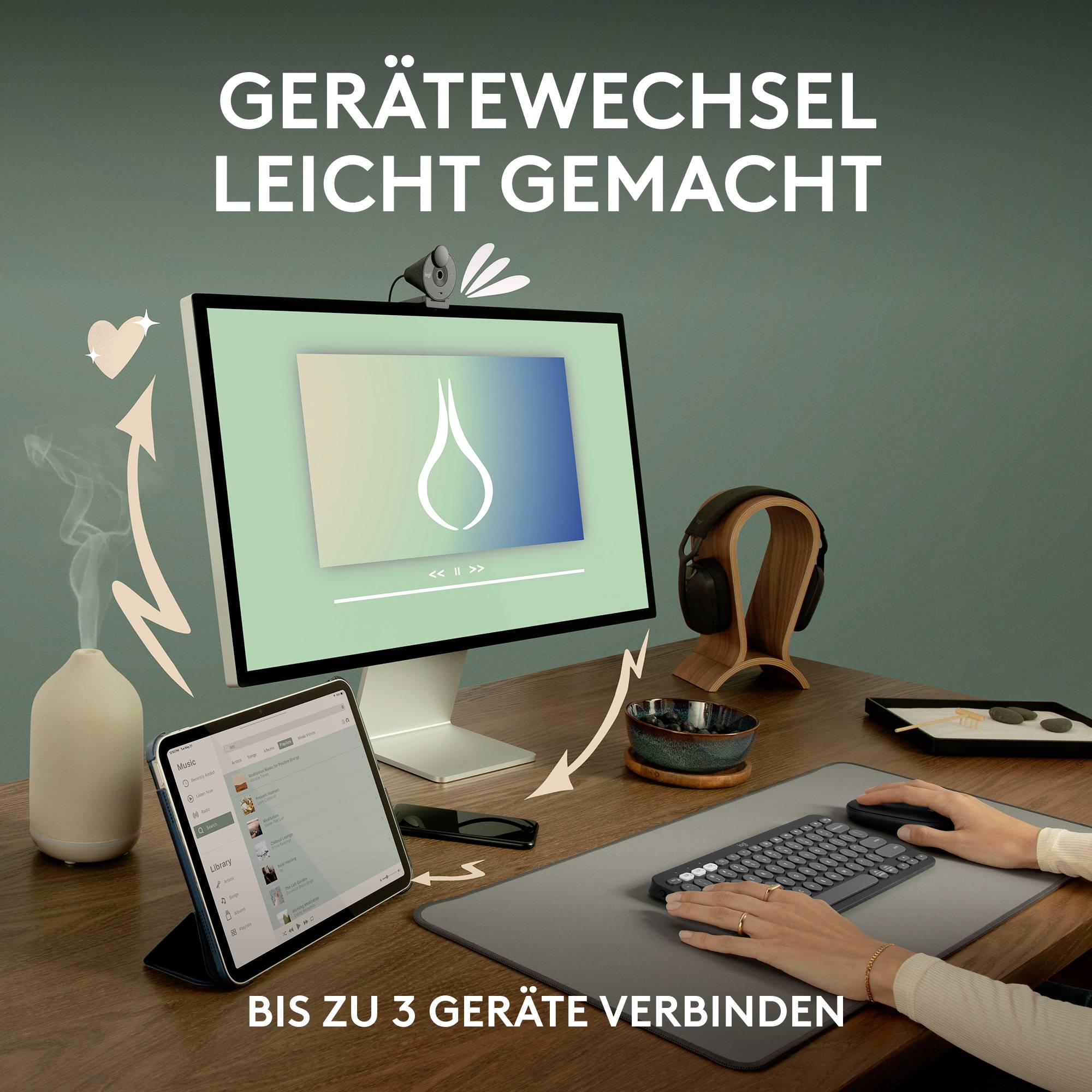 Logitech Pebble Mouse 2 M350s - TONAL ROSE - EMEA-808 Maus Bluetooth® Optisch Rose 3 Tasten 400 dpi, 4000 dpi Integriertes