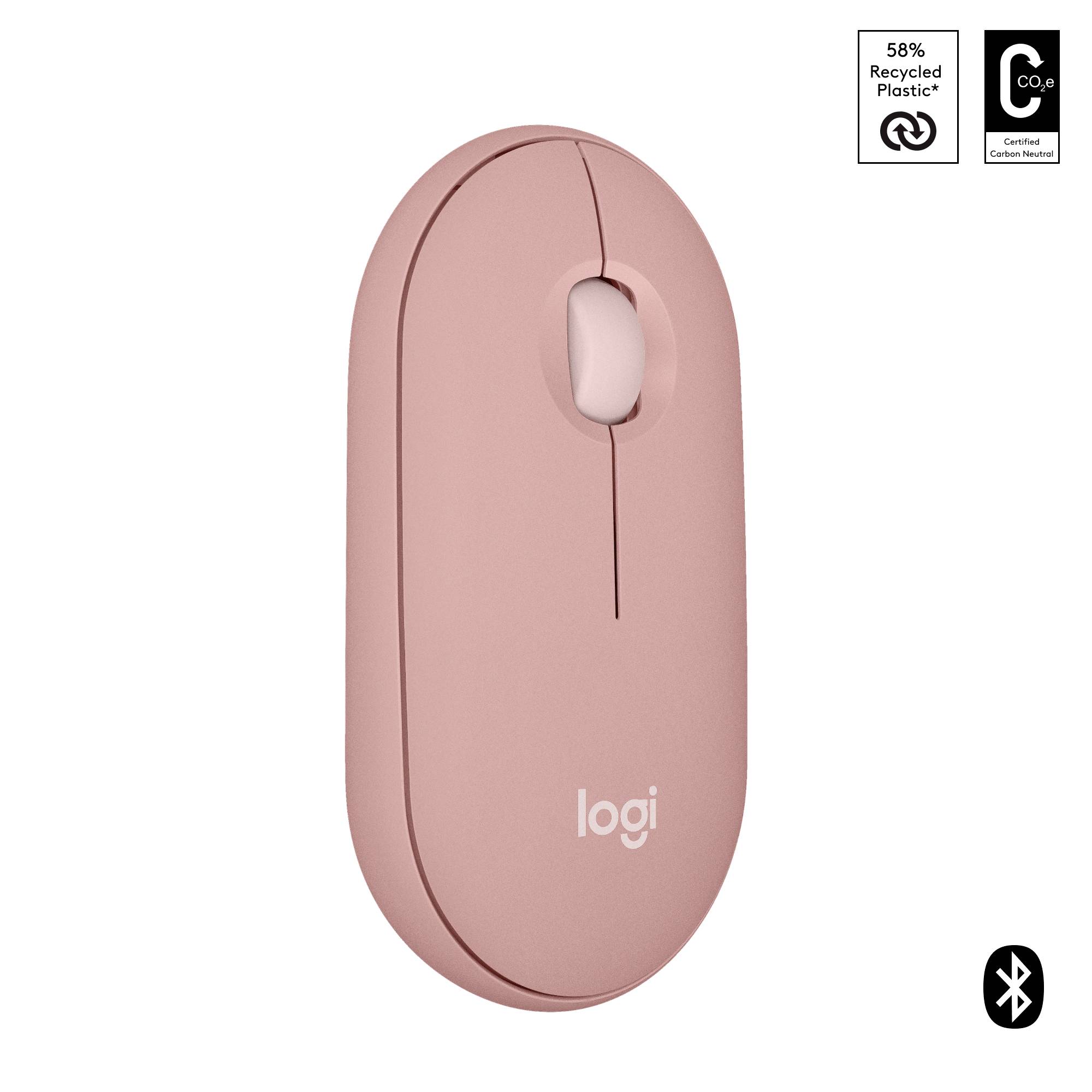 Logitech Pebble Mouse 2 M350s - TONAL ROSE - EMEA-808 Maus Bluetooth® Optisch Rose 3 Tasten 400 dpi, 4000 dpi Integriertes