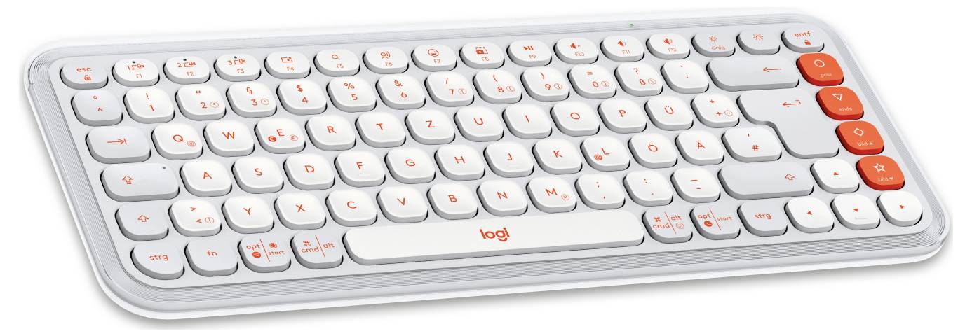 Logitech POP ICON KEYS Bluetooth® Tastatur Deutsch, QWERTZ Weiß Easy Switch 3 Geräte, Multimediatasten, Multipair-Funktion
