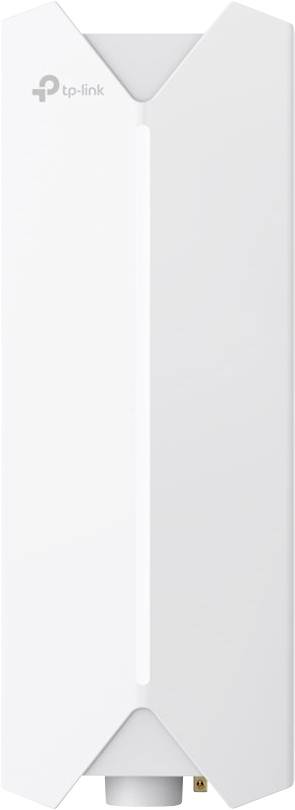 Weißer TP-Link-WLAN-Repeater mit schlankem, vertikalem Design, für Verstärkung des WLAN-Signals konzipiert.