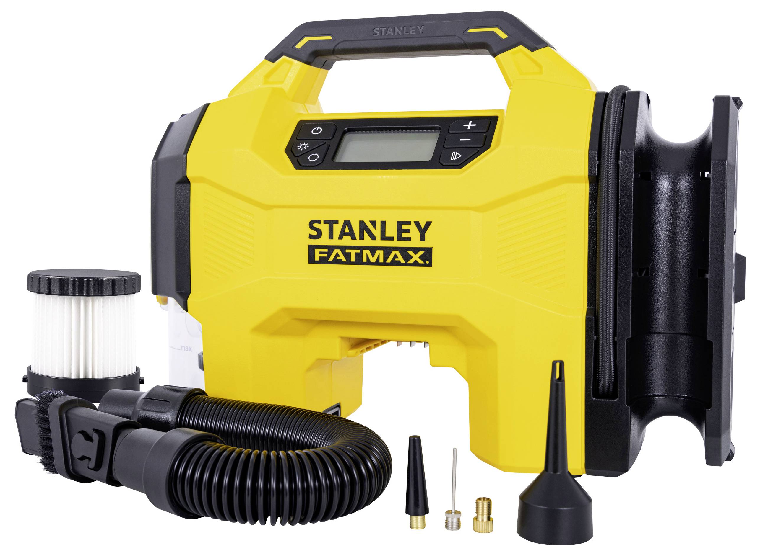 STANLEY SXVI02001 Akku-Kompressor 10 bar 12V Adapter zum Betrieb per Kabel, Digitales Display