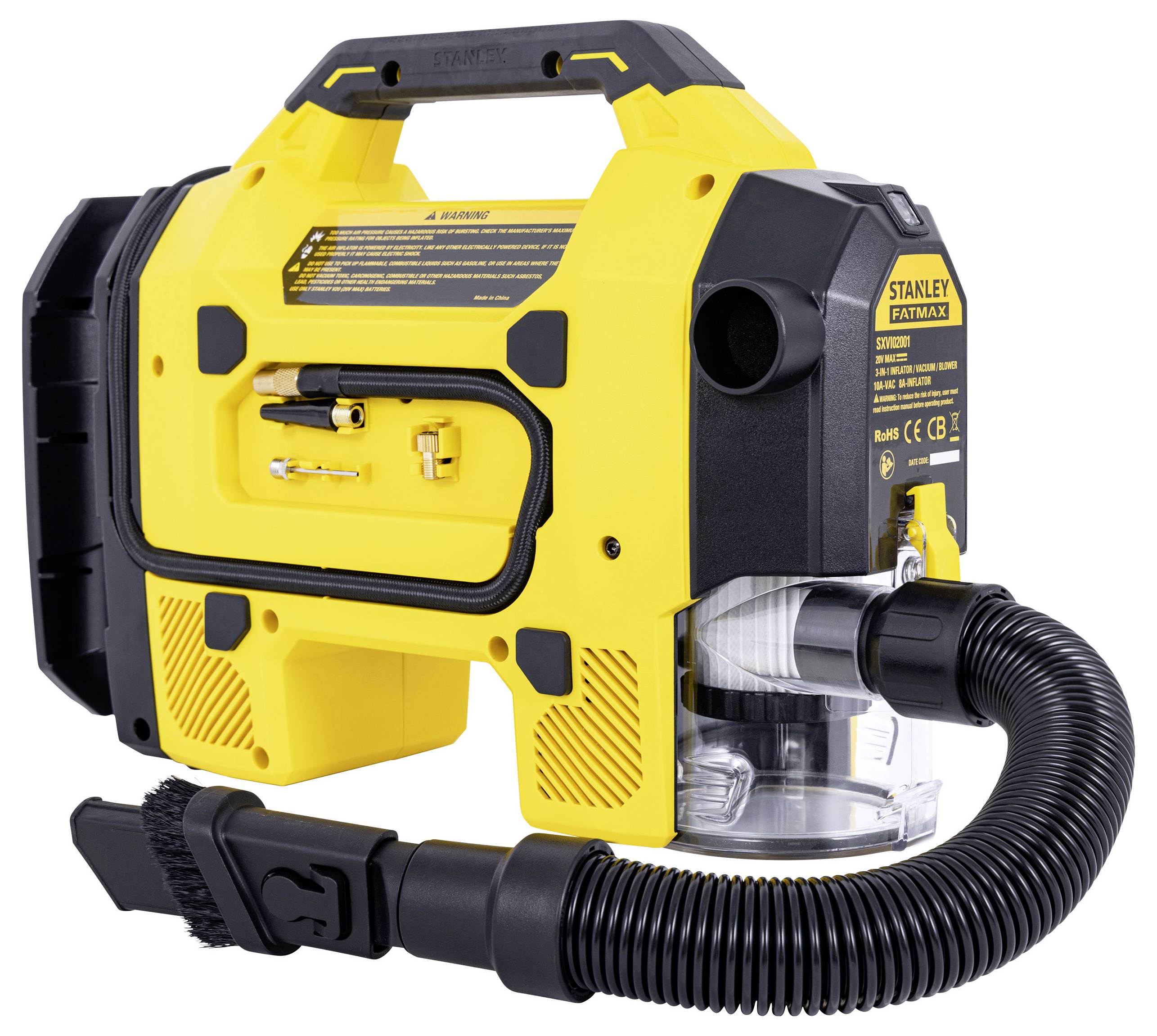 STANLEY SXVI02001 Akku-Kompressor 10 bar 12V Adapter zum Betrieb per Kabel, Digitales Display