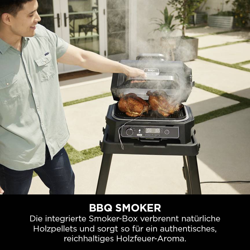 Ninja Woodfire Pro XL Elektro Elektro-Grill Schwarz, Edelstahl