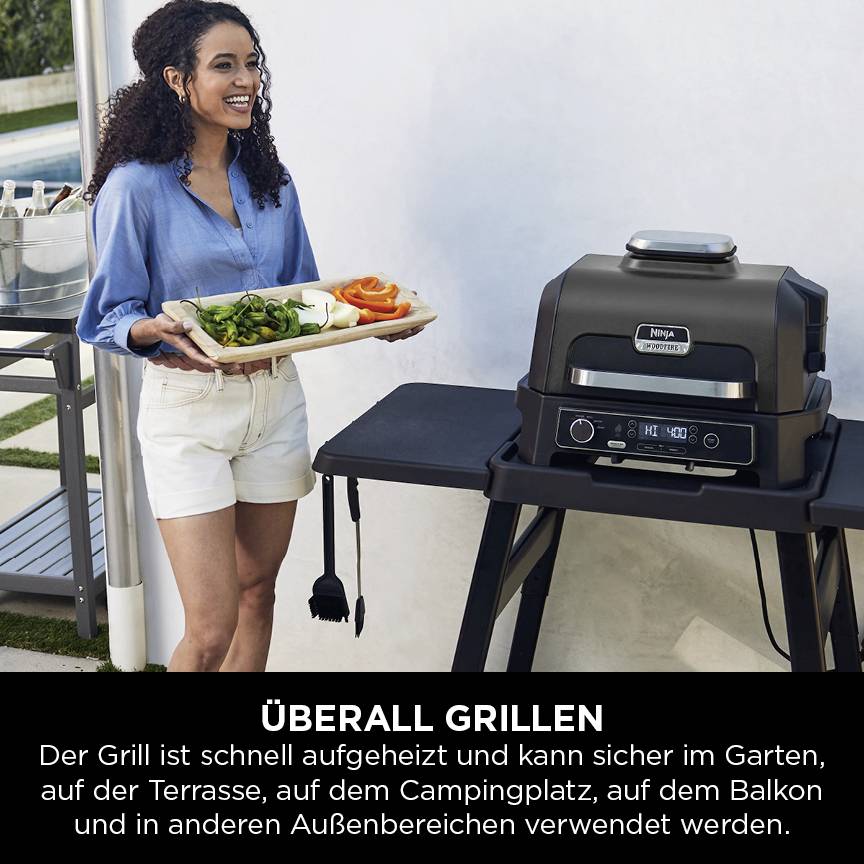 Ninja Woodfire Pro XL Elektro Elektro-Grill Schwarz, Edelstahl