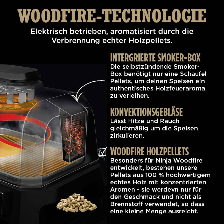 Ninja Woodfire Pro XL Elektro Elektro-Grill Schwarz, Edelstahl