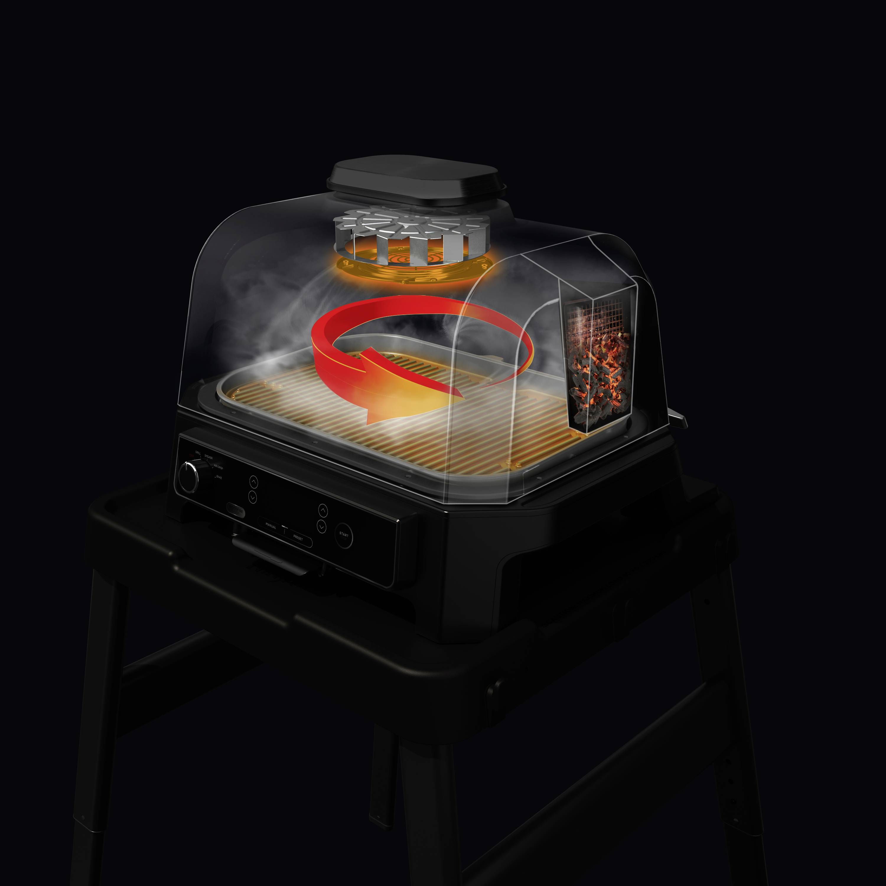 Ninja Woodfire Pro XL Elektro Elektro-Grill Schwarz, Edelstahl