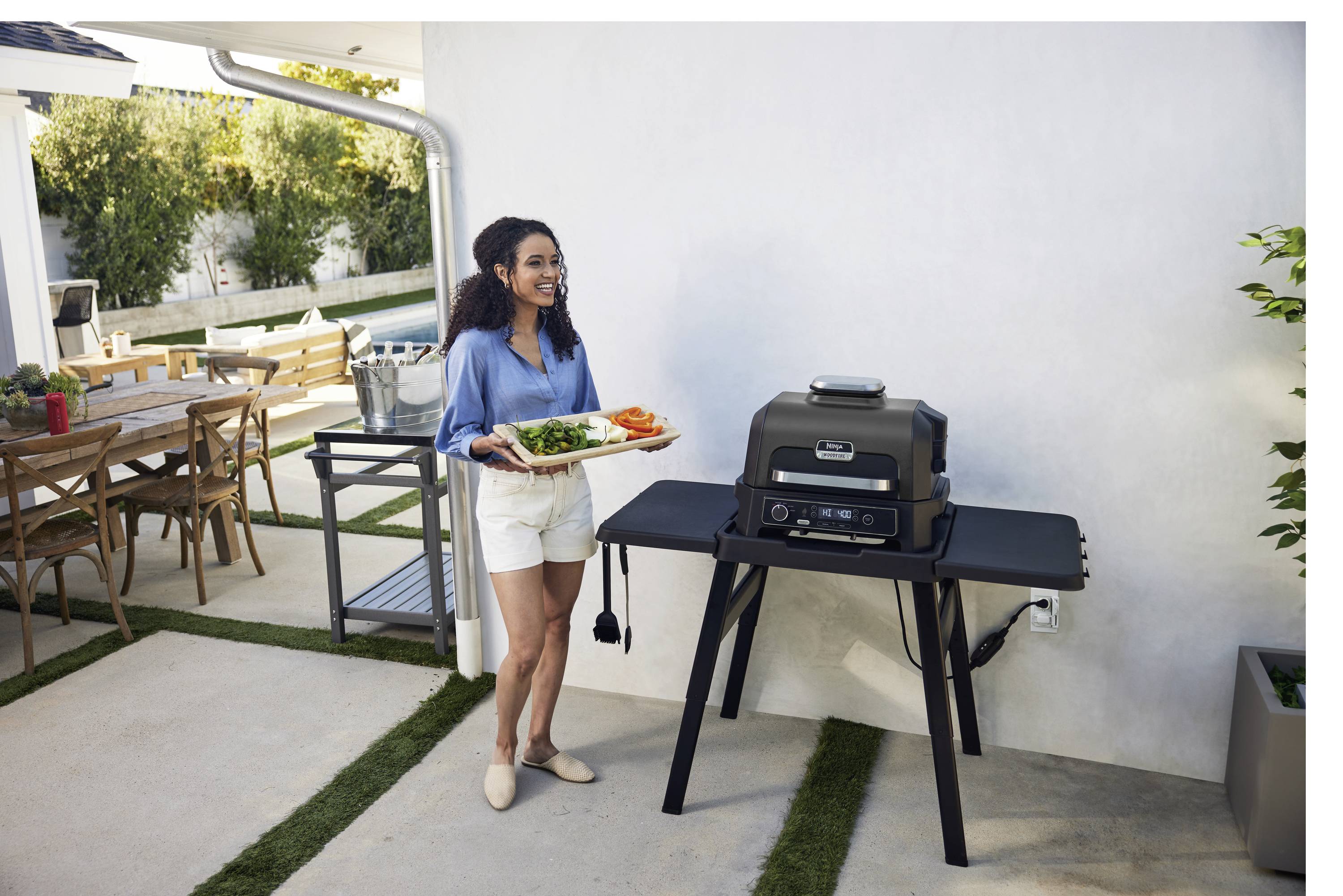Ninja Woodfire Pro XL Elektro Elektro-Grill Schwarz, Edelstahl
