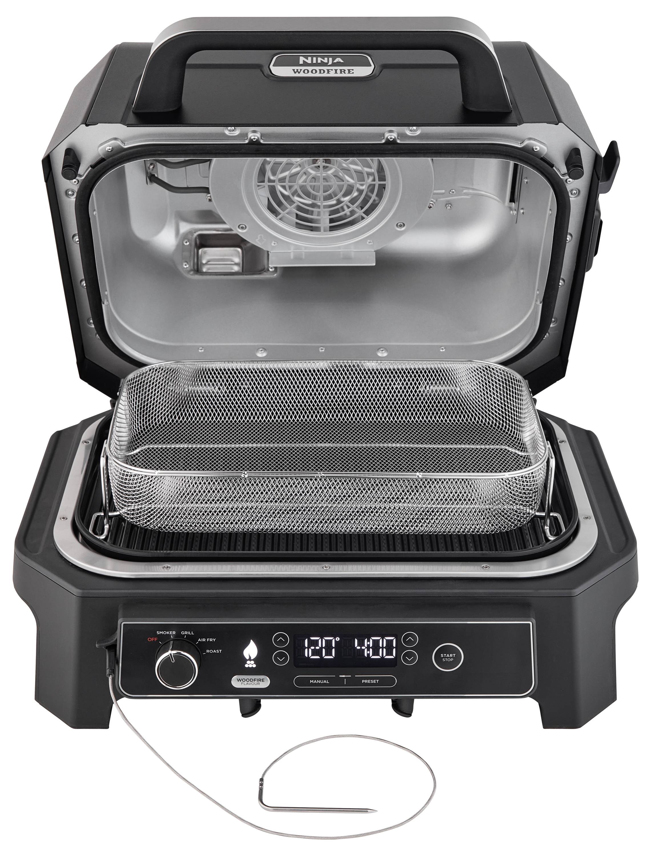Ninja Woodfire Pro XL Elektro Elektro-Grill Schwarz, Edelstahl