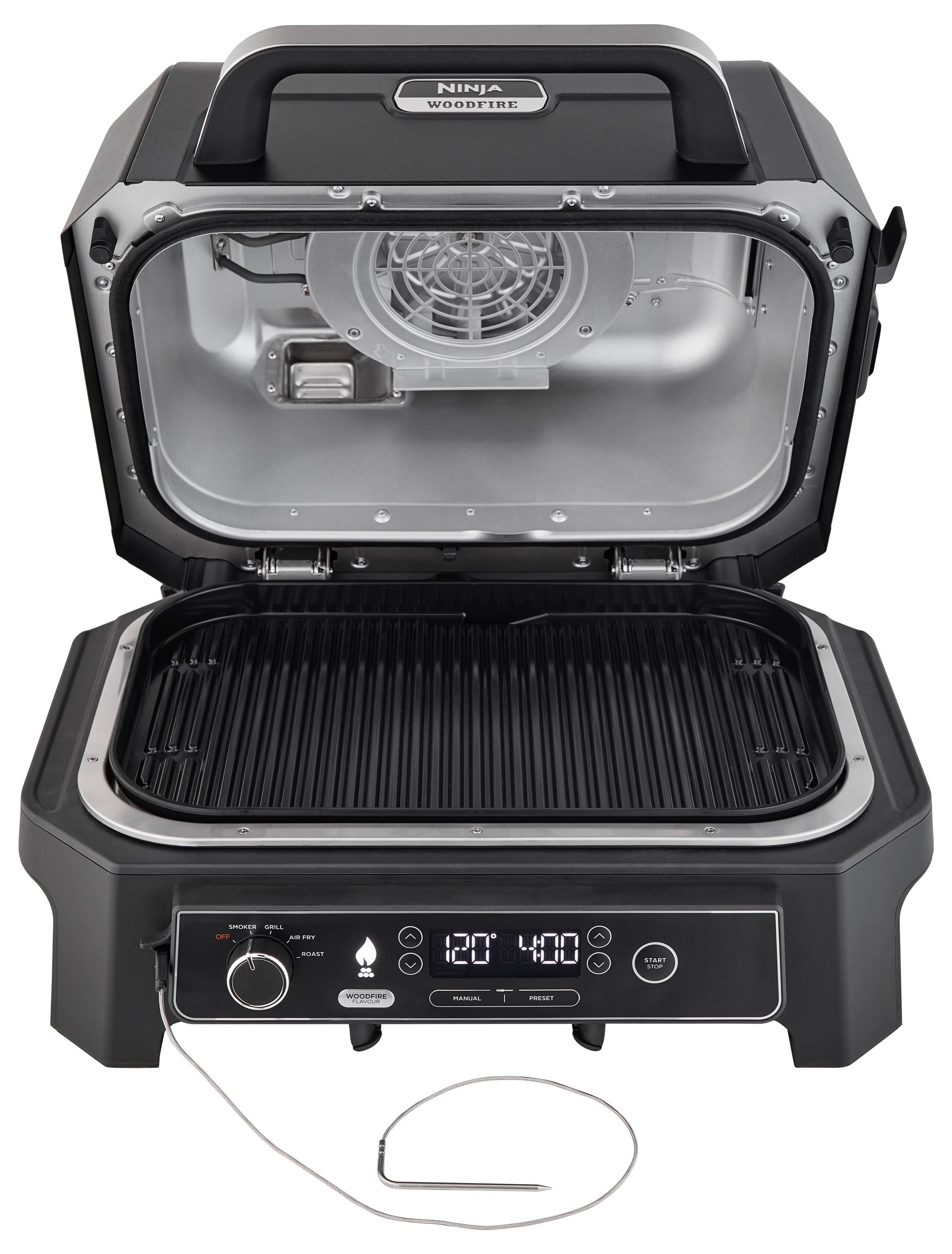 Ninja Woodfire Pro XL Elektro Elektro-Grill Schwarz, Edelstahl