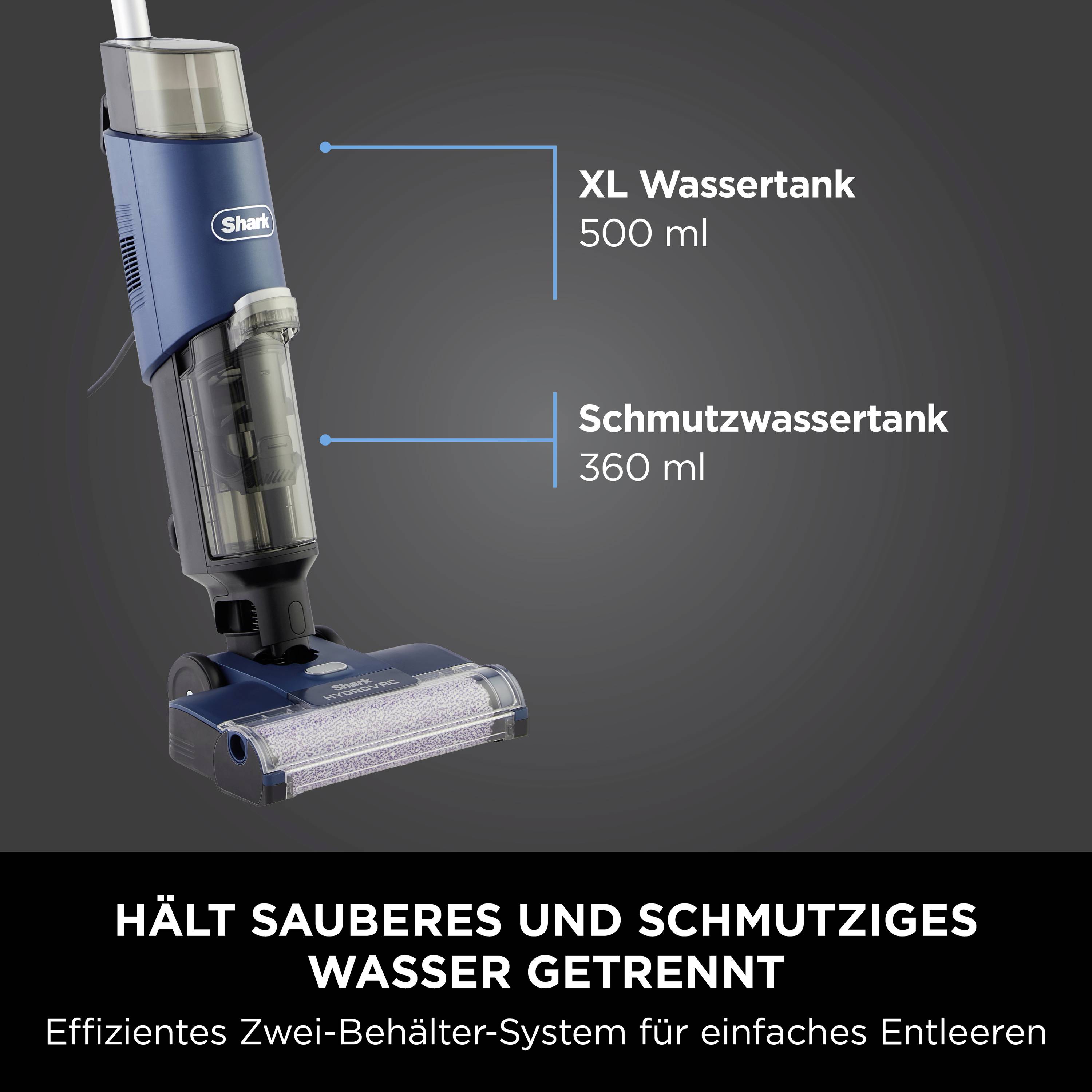 Shark Hydrovac WD100EU Nass-/Trockensauger 0.5l Standfunktion, herausnehmbarer Wassertank