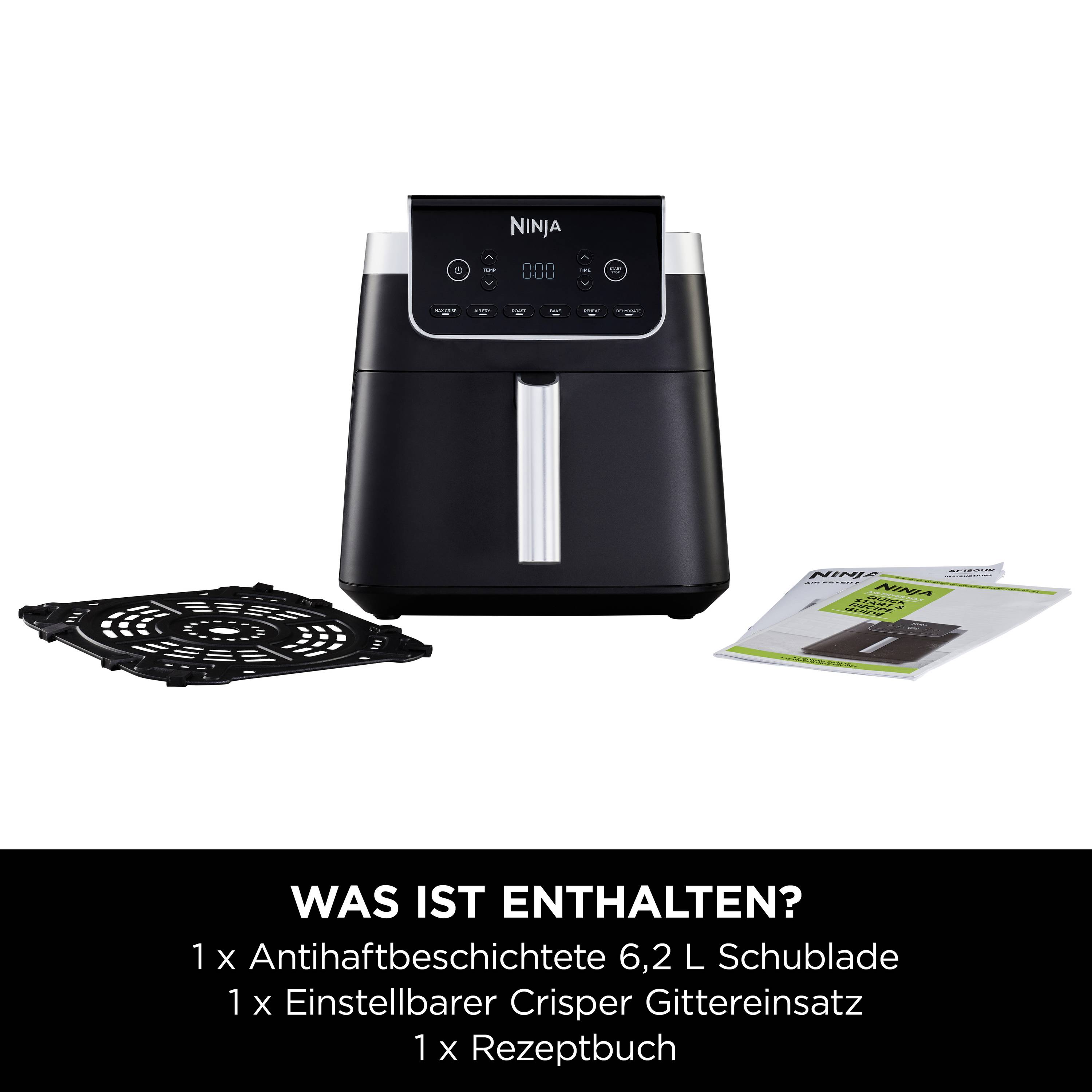 Ninja Max Pro Heißluft-Fritteuse 6.2l 2000W Schwarz