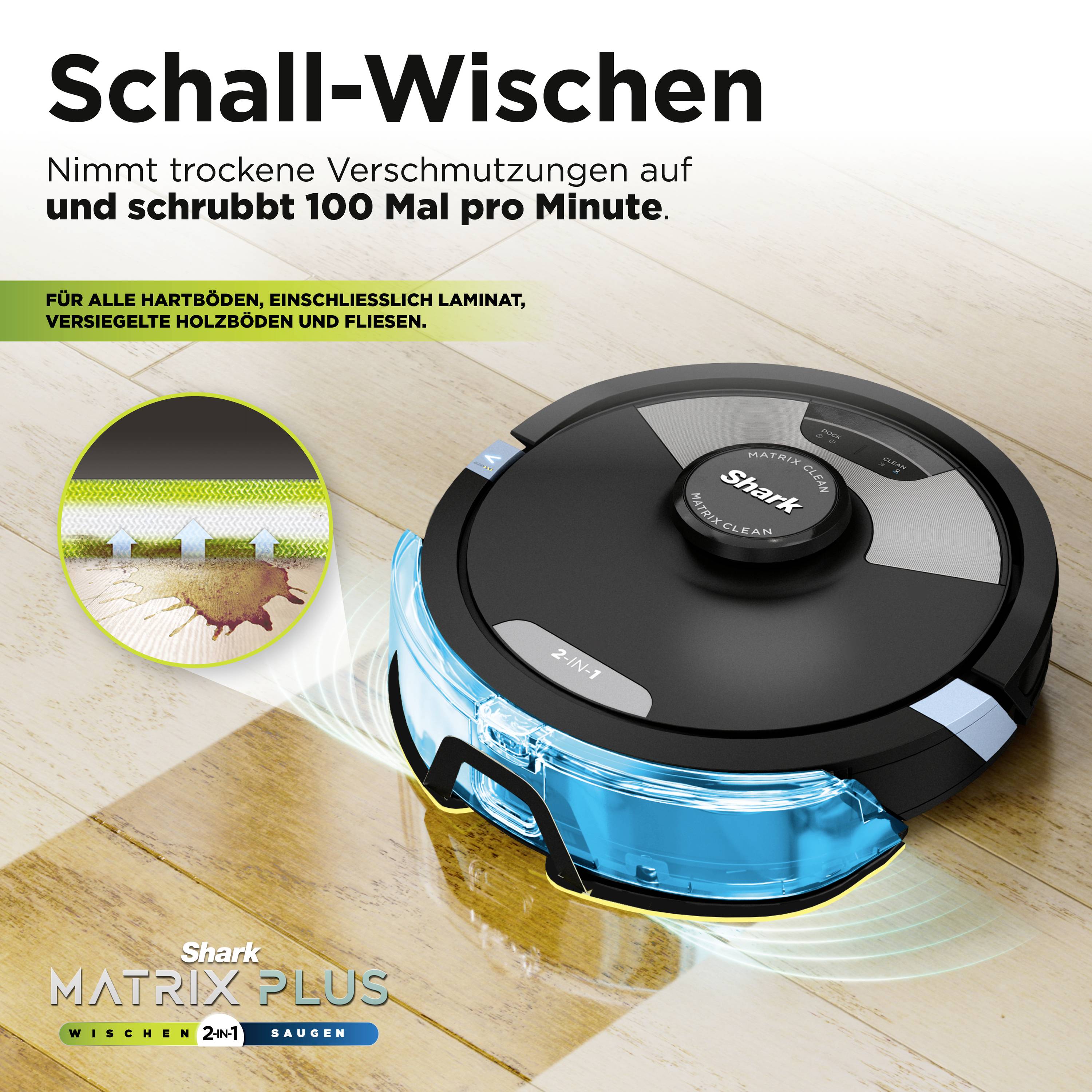 Shark Matrix Plus 2-in-1 Saug-und Wischroboter Schwarz App gesteuert, Beutellos, inkl. Akku, inkl.