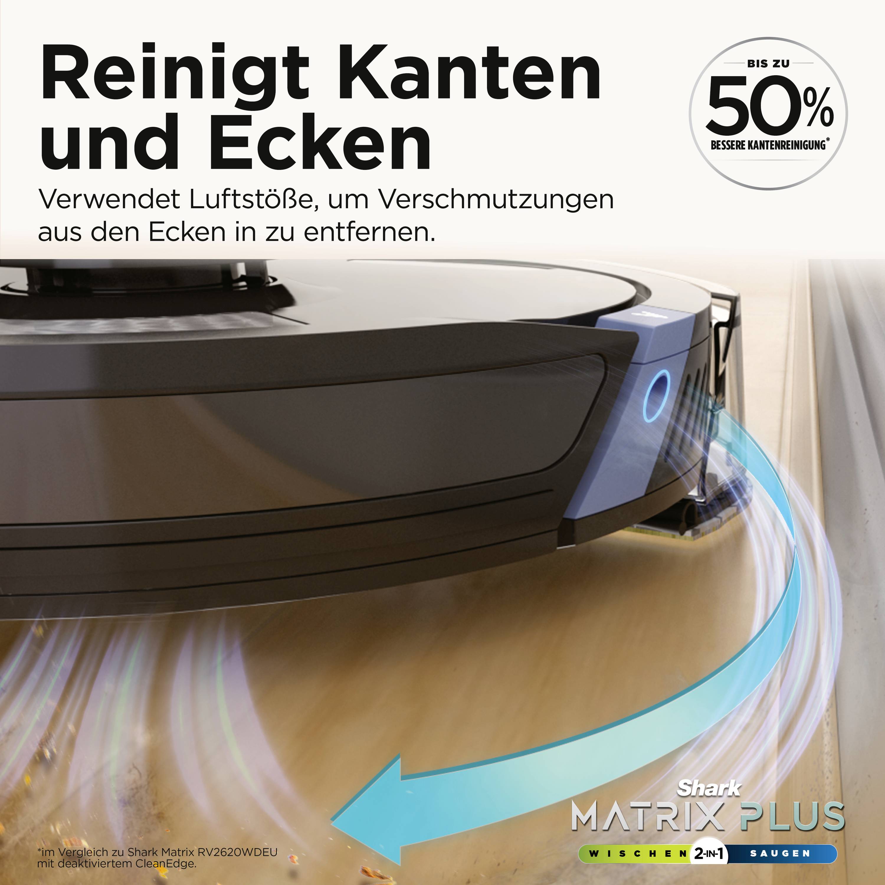 Shark Matrix Plus 2-in-1 Saug-und Wischroboter Schwarz App gesteuert, Beutellos, inkl. Akku, inkl. Ladegerät