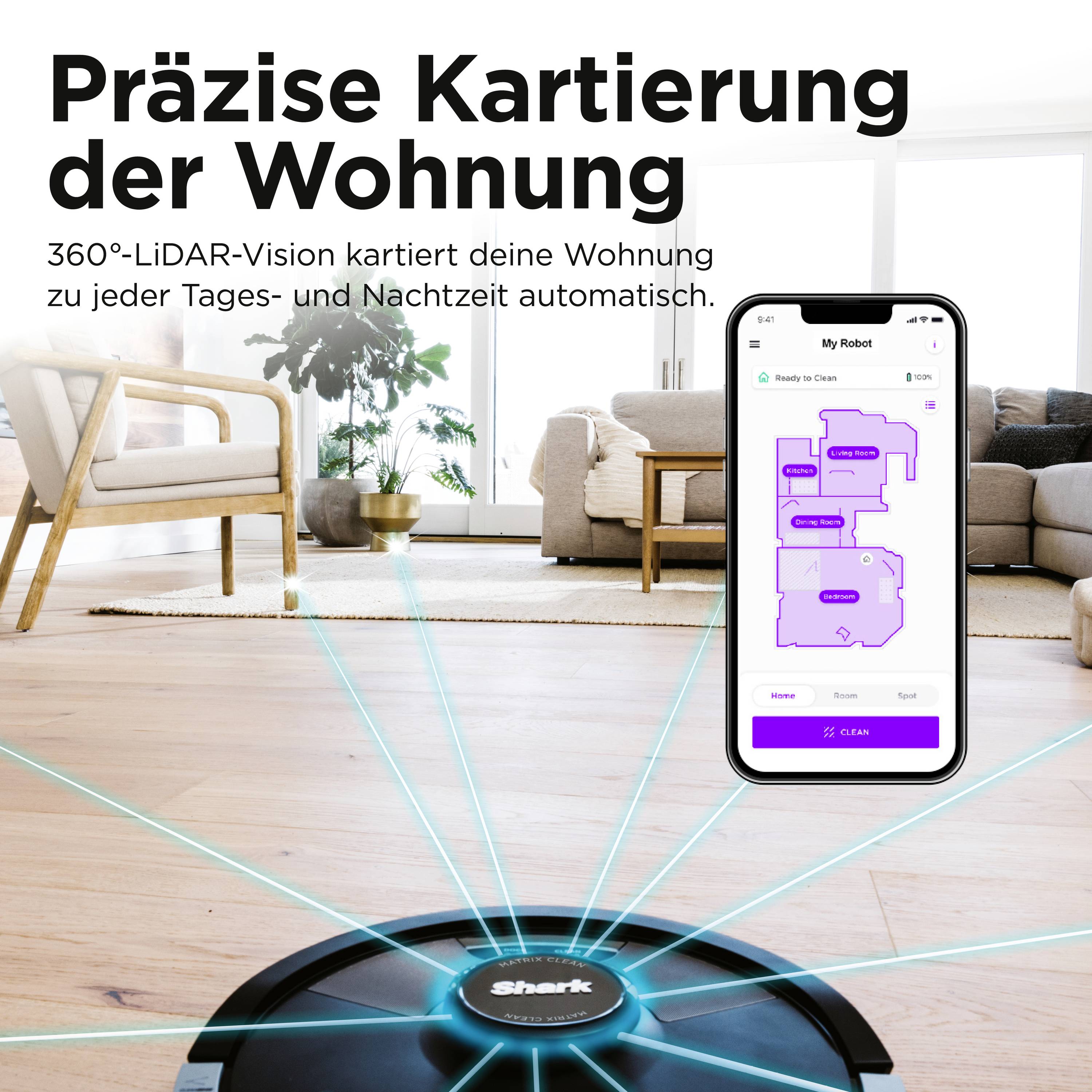 Shark Matrix Plus 2-in-1 Saug-und Wischroboter Schwarz App gesteuert, Beutellos, inkl. Akku, inkl.