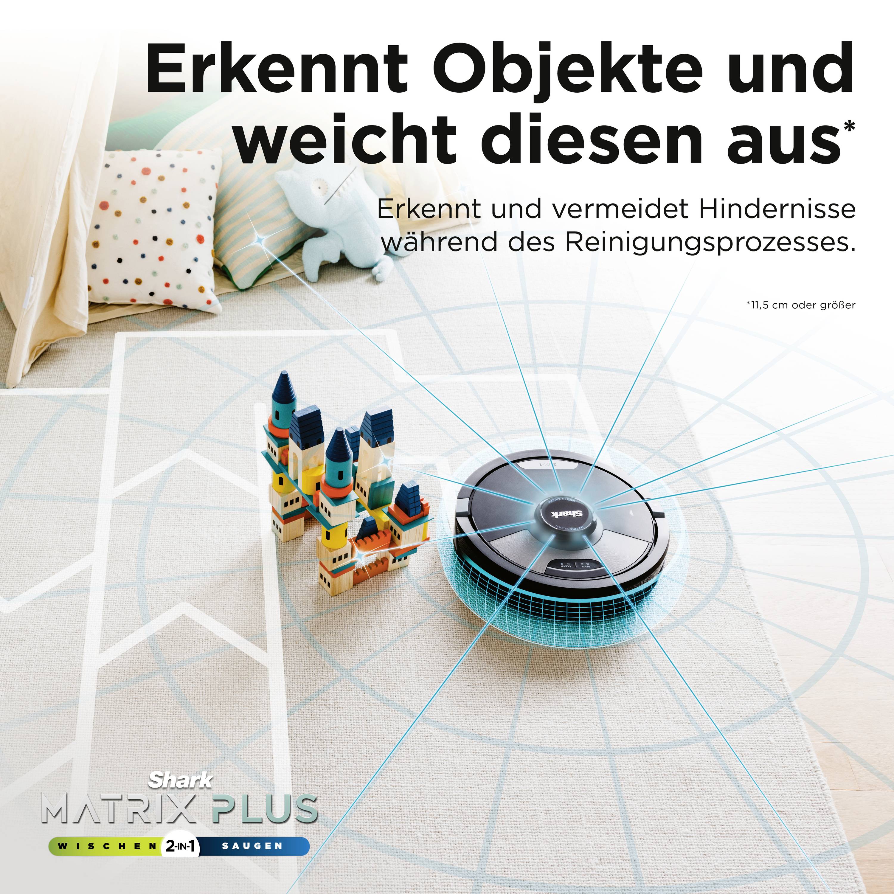 Shark Matrix Plus 2-in-1 Saug-und Wischroboter Schwarz App gesteuert, Beutellos, inkl. Akku, inkl.