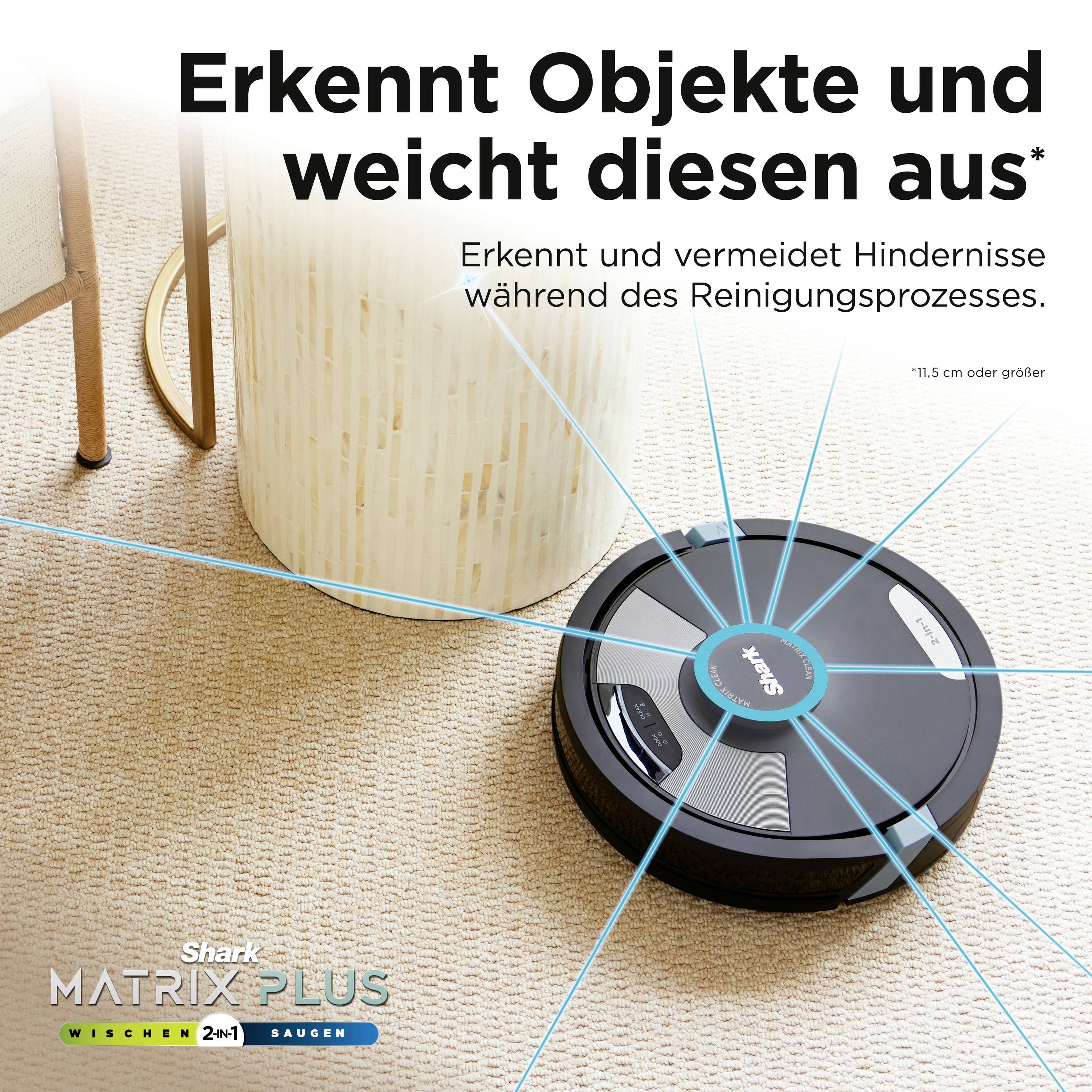 Shark Matrix Plus 2-in-1 Saug-und Wischroboter Schwarz App gesteuert, Beutellos, inkl. Akku, inkl.
