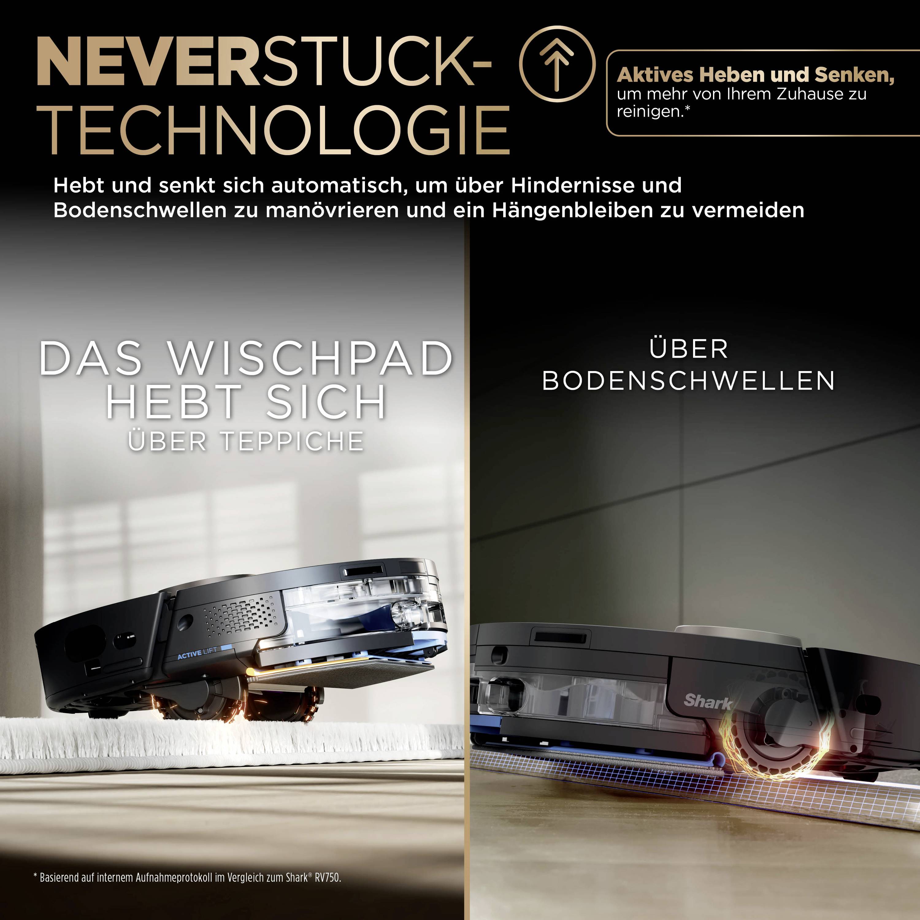 Shark PowerDetect NeverTouch Pro 2-in-1 Saug-und Wischroboter Schwarz App gesteuert, Beutellos, inkl. Akku, inkl. Ladegerät