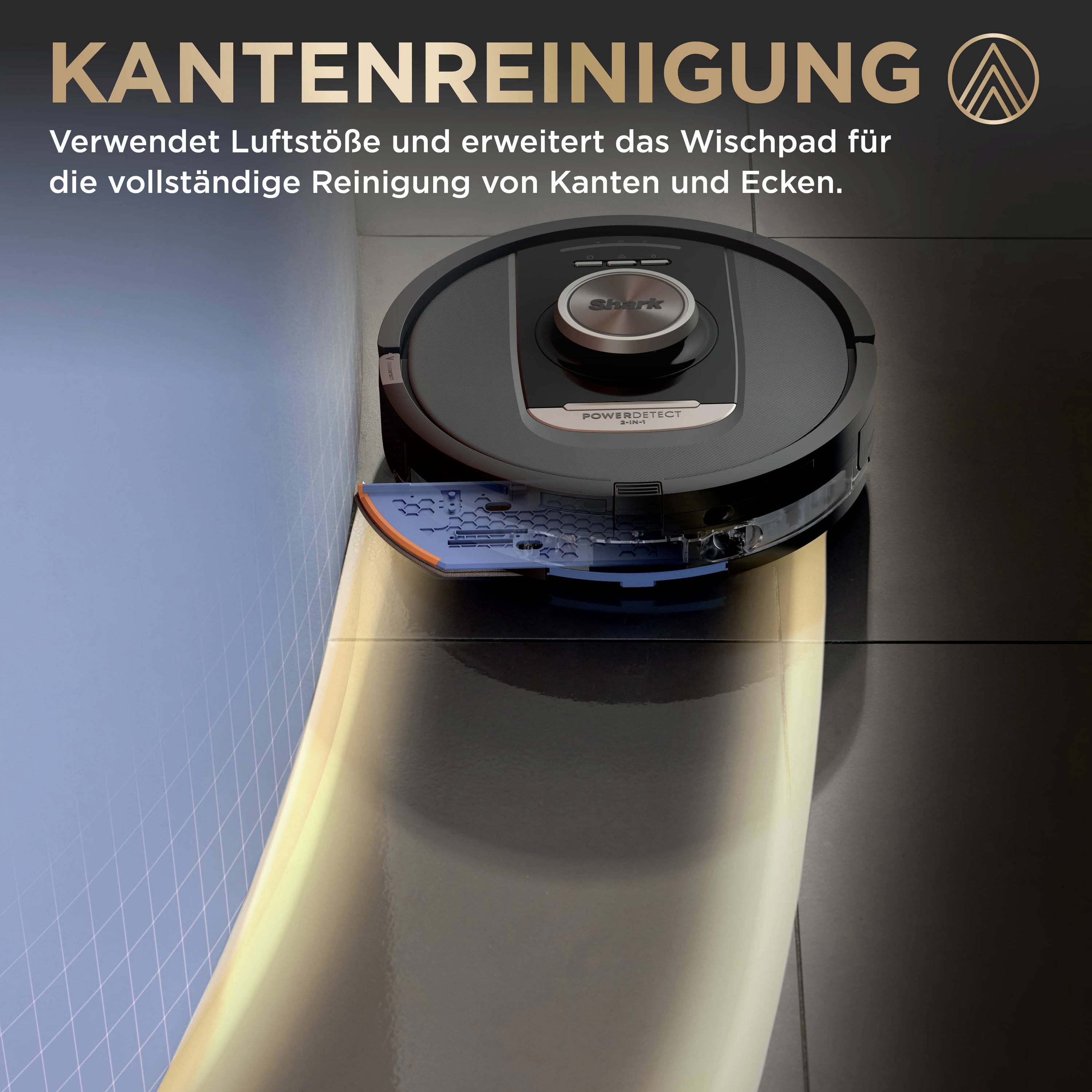 Shark PowerDetect NeverTouch Pro 2-in-1 Saug-und Wischroboter Schwarz App gesteuert, Beutellos, inkl. Akku, inkl. Ladegerät