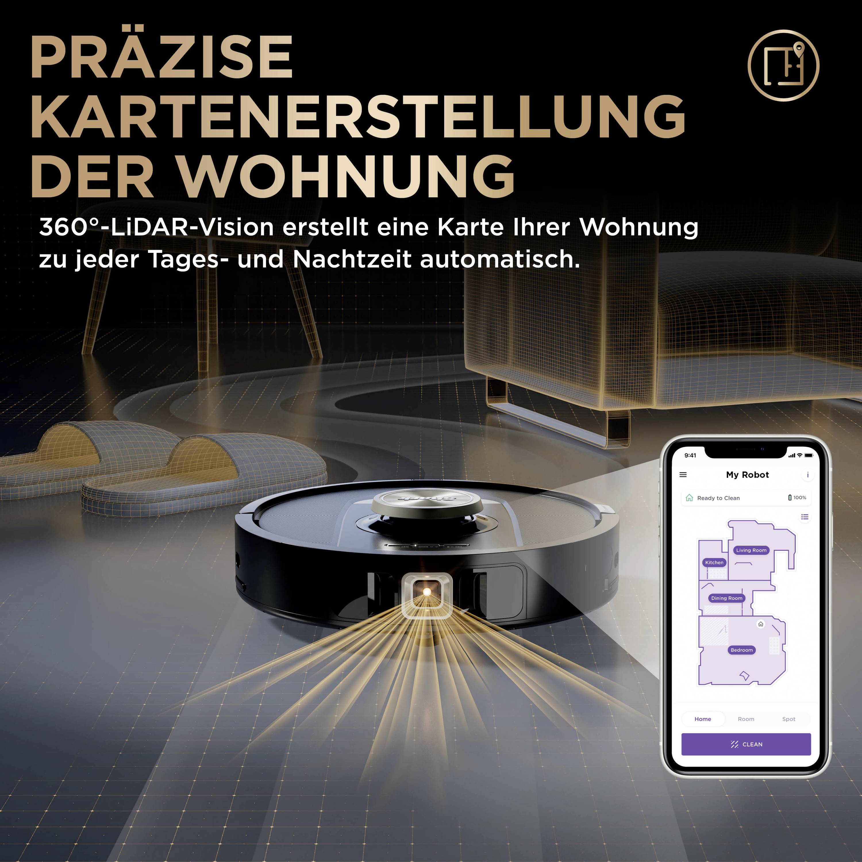 Shark PowerDetect NeverTouch Pro 2-in-1 Saug-und Wischroboter Schwarz App gesteuert, Beutellos, inkl. Akku, inkl. Ladegerät