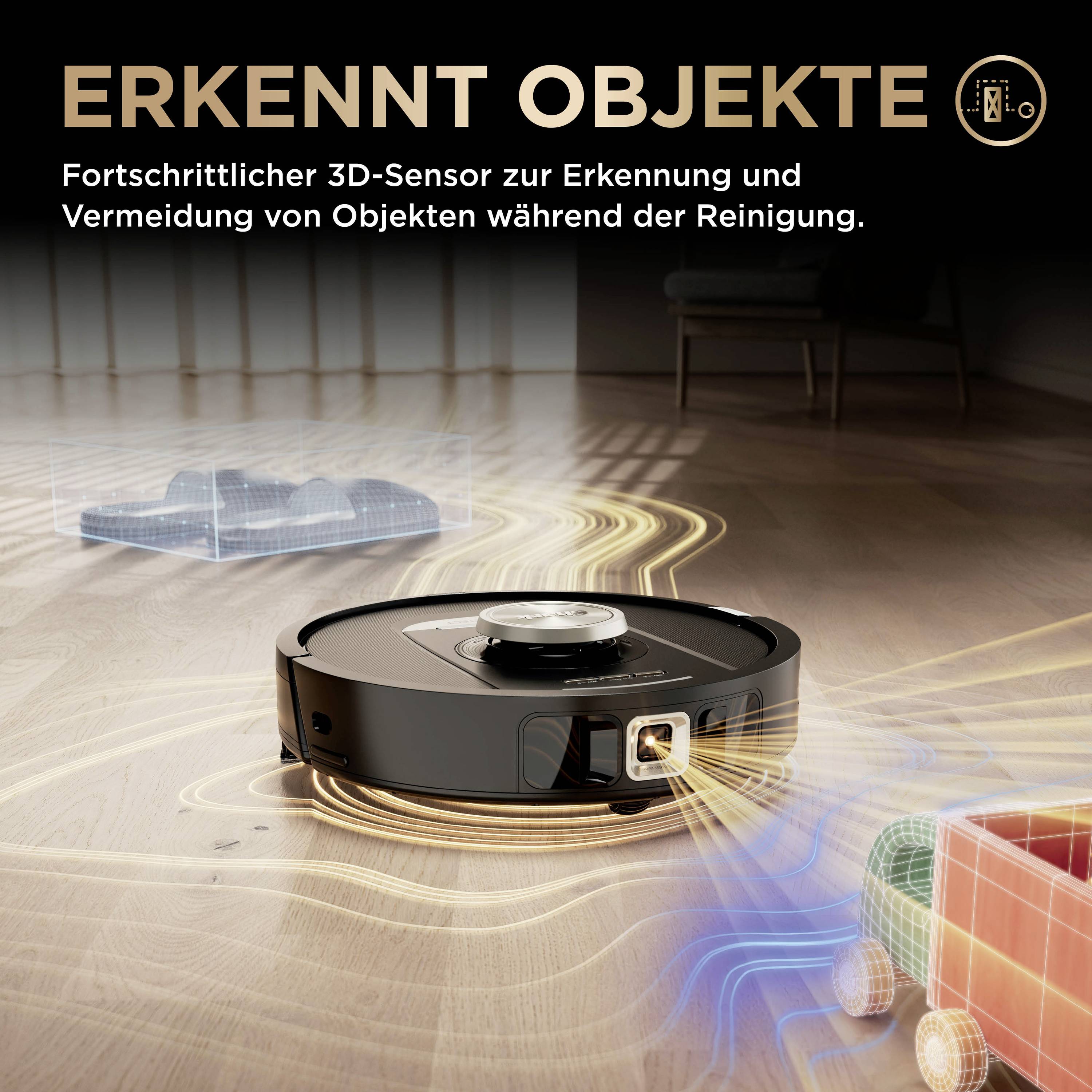 Shark PowerDetect NeverTouch Pro 2-in-1 Saug-und Wischroboter Schwarz App gesteuert, Beutellos, inkl. Akku, inkl. Ladegerät