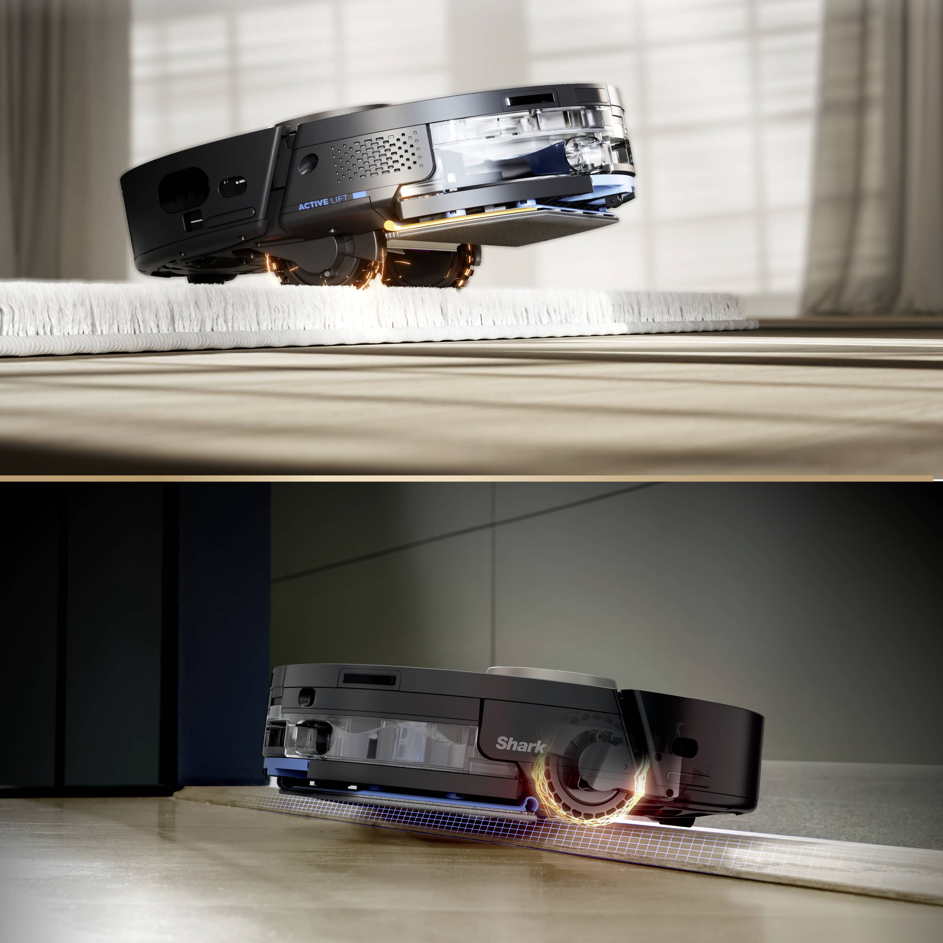 Shark PowerDetect NeverTouch Pro 2-in-1 Saug-und Wischroboter Schwarz App gesteuert, Beutellos, inkl. Akku, inkl. Ladegerät