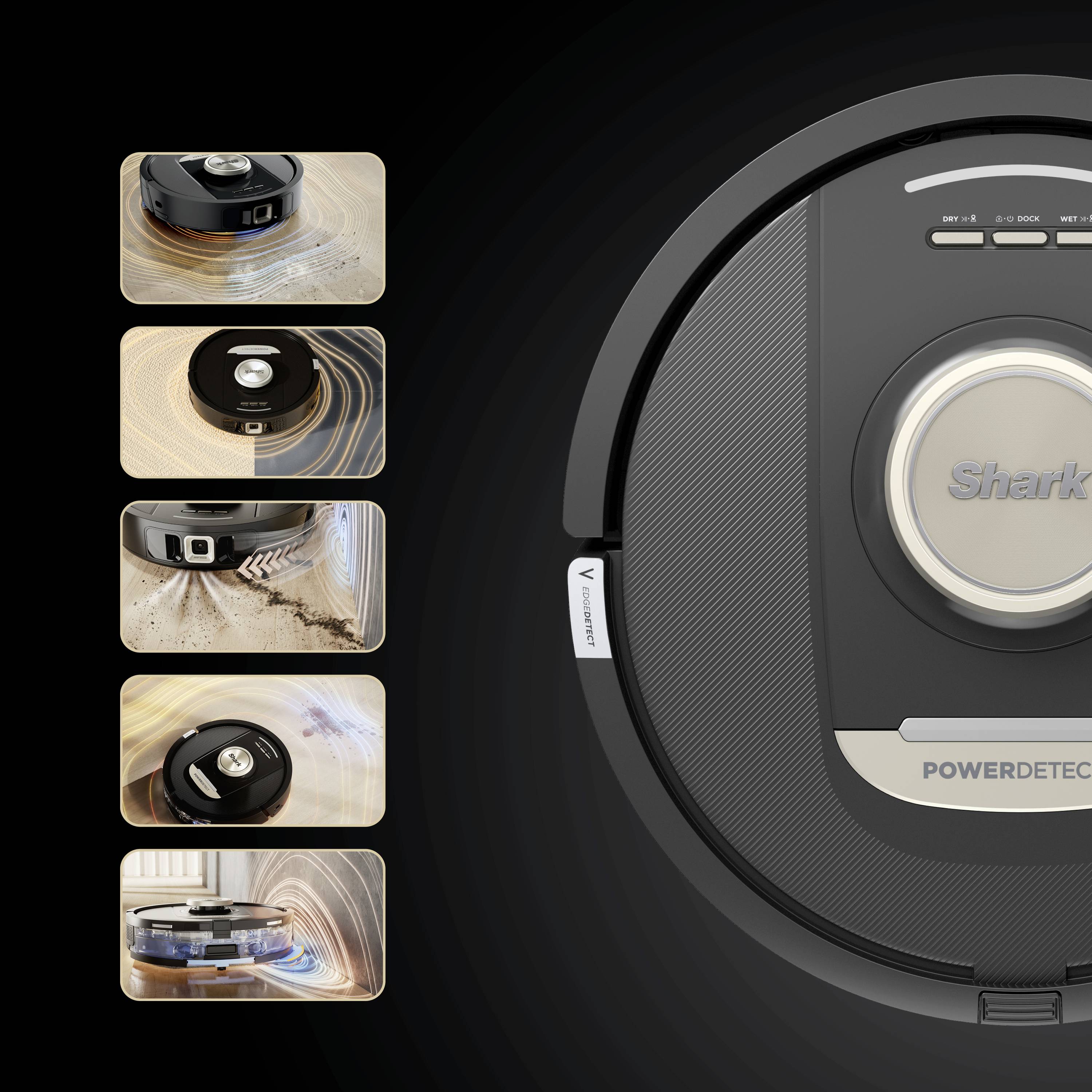 Shark PowerDetect NeverTouch Pro 2-in-1 Saug-und Wischroboter Schwarz App gesteuert, Beutellos, inkl. Akku, inkl. Ladegerät