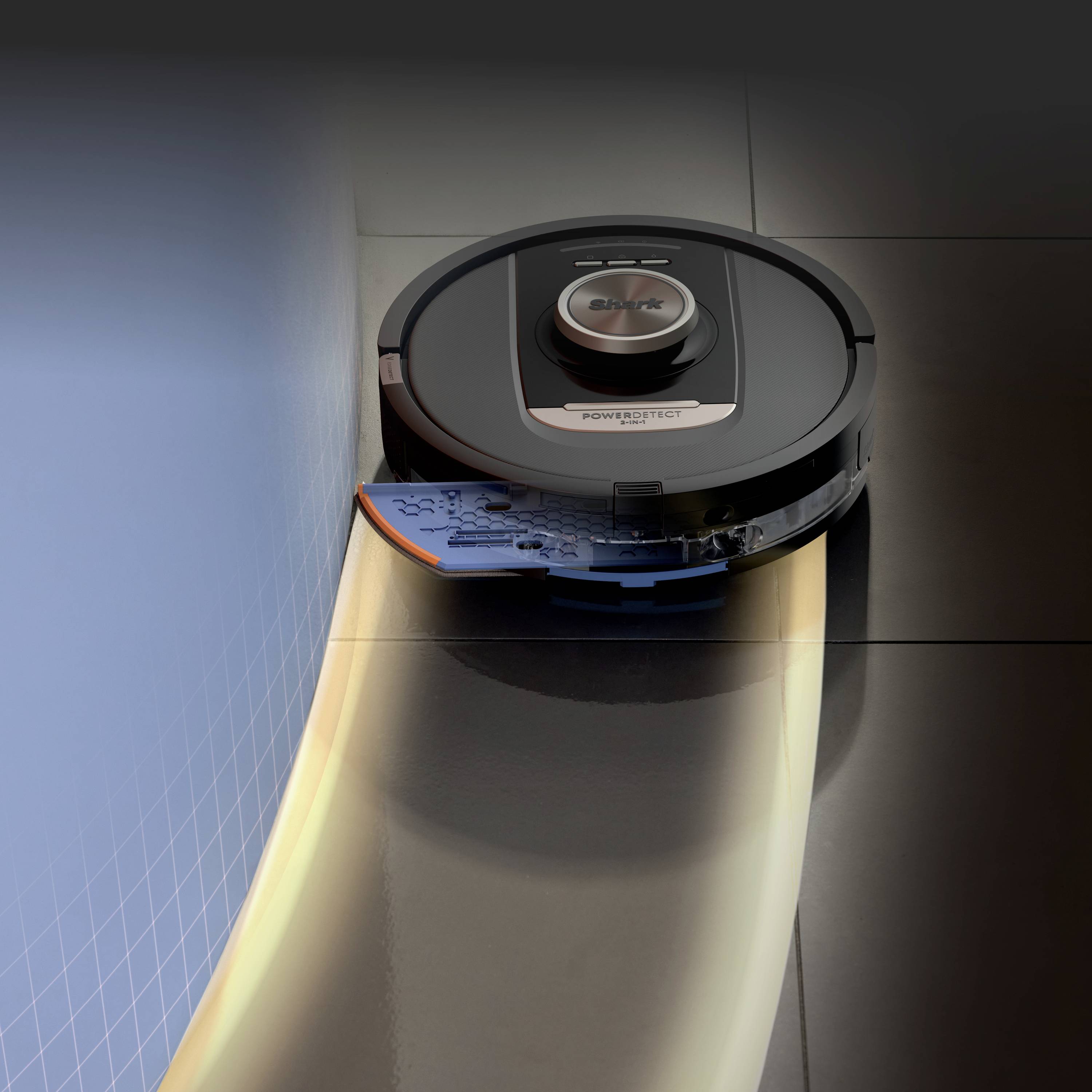 Shark PowerDetect NeverTouch Pro 2-in-1 Saug-und Wischroboter Schwarz App gesteuert, Beutellos, inkl. Akku, inkl. Ladegerät