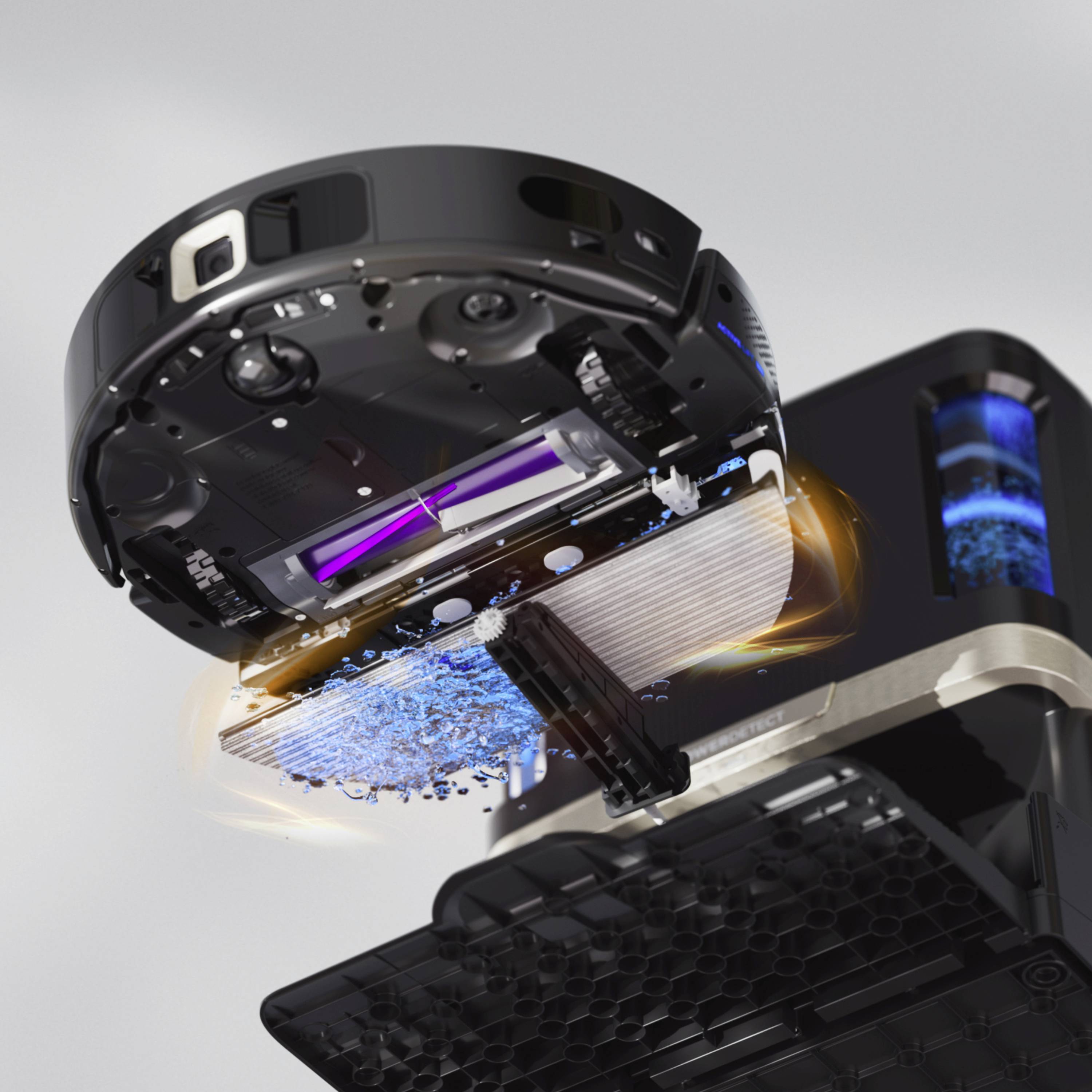 Shark PowerDetect NeverTouch Pro 2-in-1 Saug-und Wischroboter Schwarz App gesteuert, Beutellos, inkl. Akku, inkl. Ladegerät