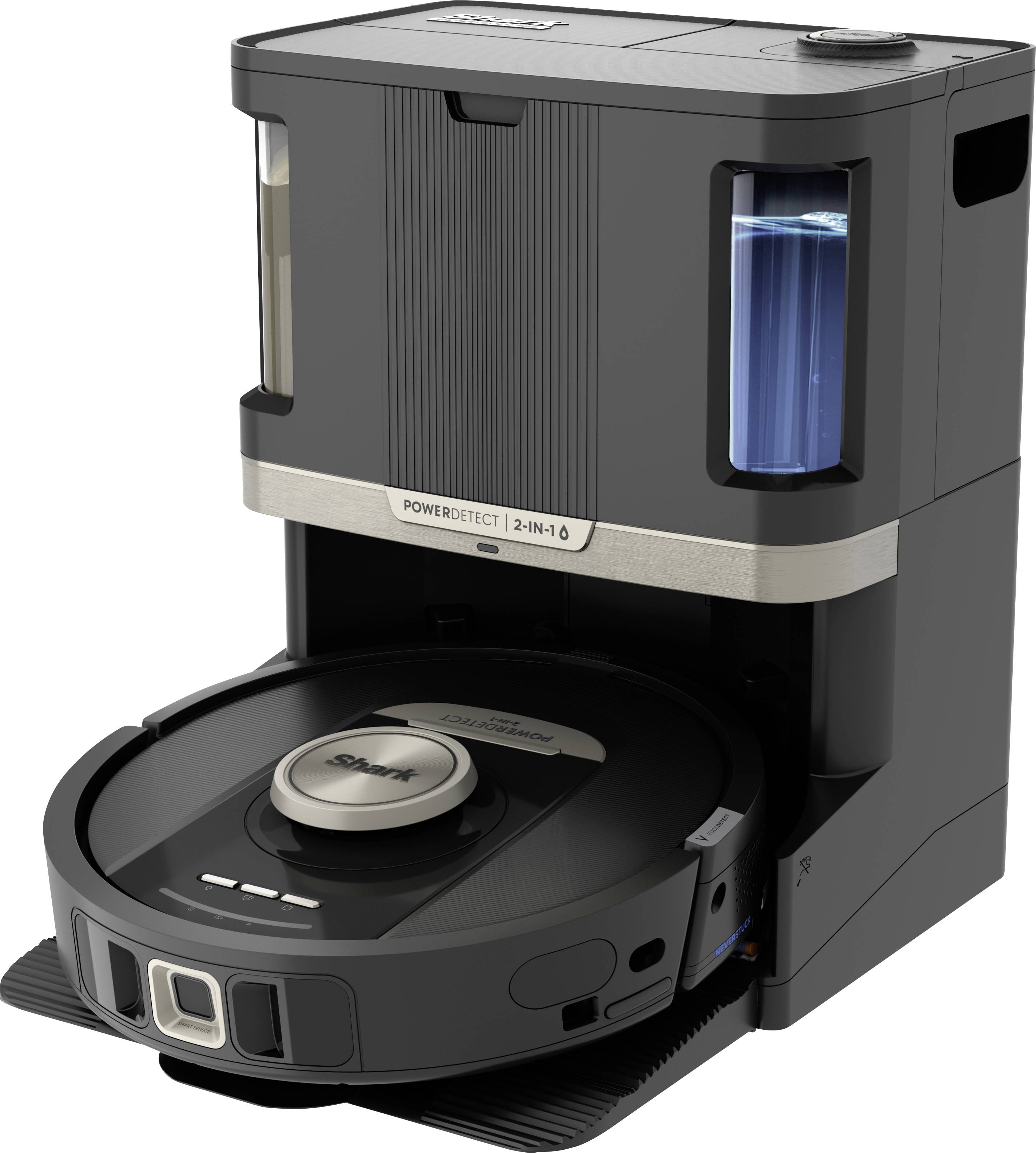 Shark PowerDetect NeverTouch Pro 2-in-1 Saug-und Wischroboter Schwarz App gesteuert, Beutellos, inkl. Akku, inkl. Ladegerät