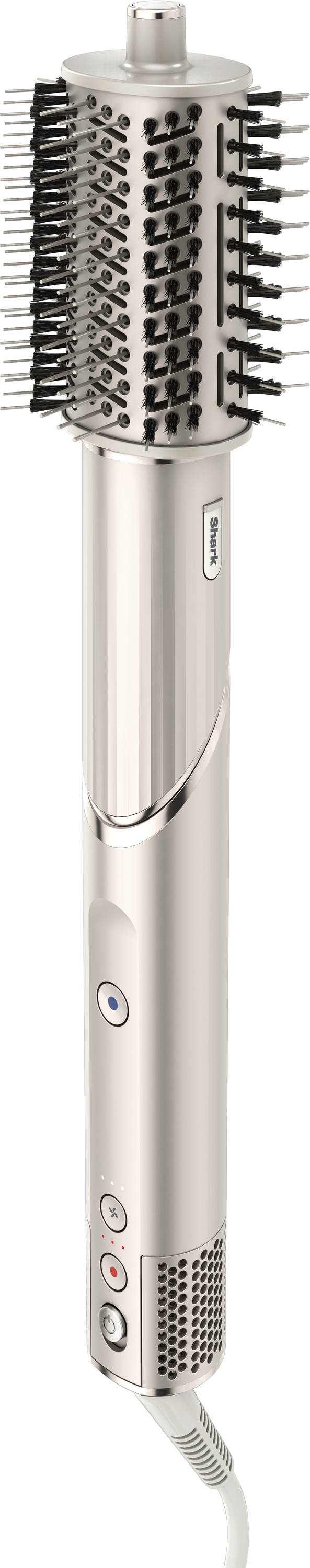 Elektrische Rundbürste mit Wärmeeinstellung und Borstenreihe. Geeignet zum Trocknen und Stylen von Haaren.