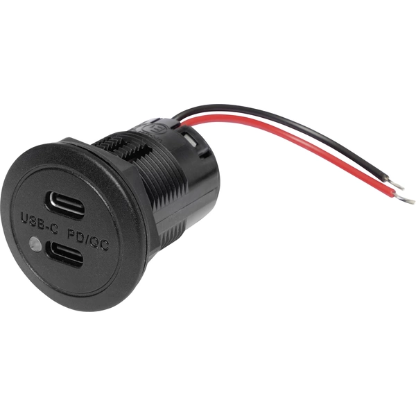 ProCar Power USB-C Doppelsteckdose PD/QC EV mit LED max 2x 30 Watt Belastbarkeit Strom max.=3A 12 oder 24 V/DC ProCar Power USB-C Doppelsteckdose PD/QC EV mit LED max 2x 30 Watt Belastbarkeit Strom max.=3A 12 oder 24 V/DC