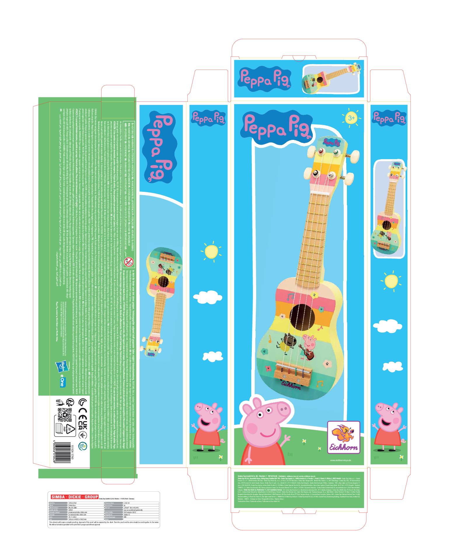 Eichhorn Kindergitarre Peppa Pig Holz Ukulele 43cm