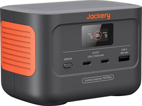 Jackery Explorer 100 Plus Powerstation 31 Ah LiFePO 4 Schwarz, Orange mit Laderegler