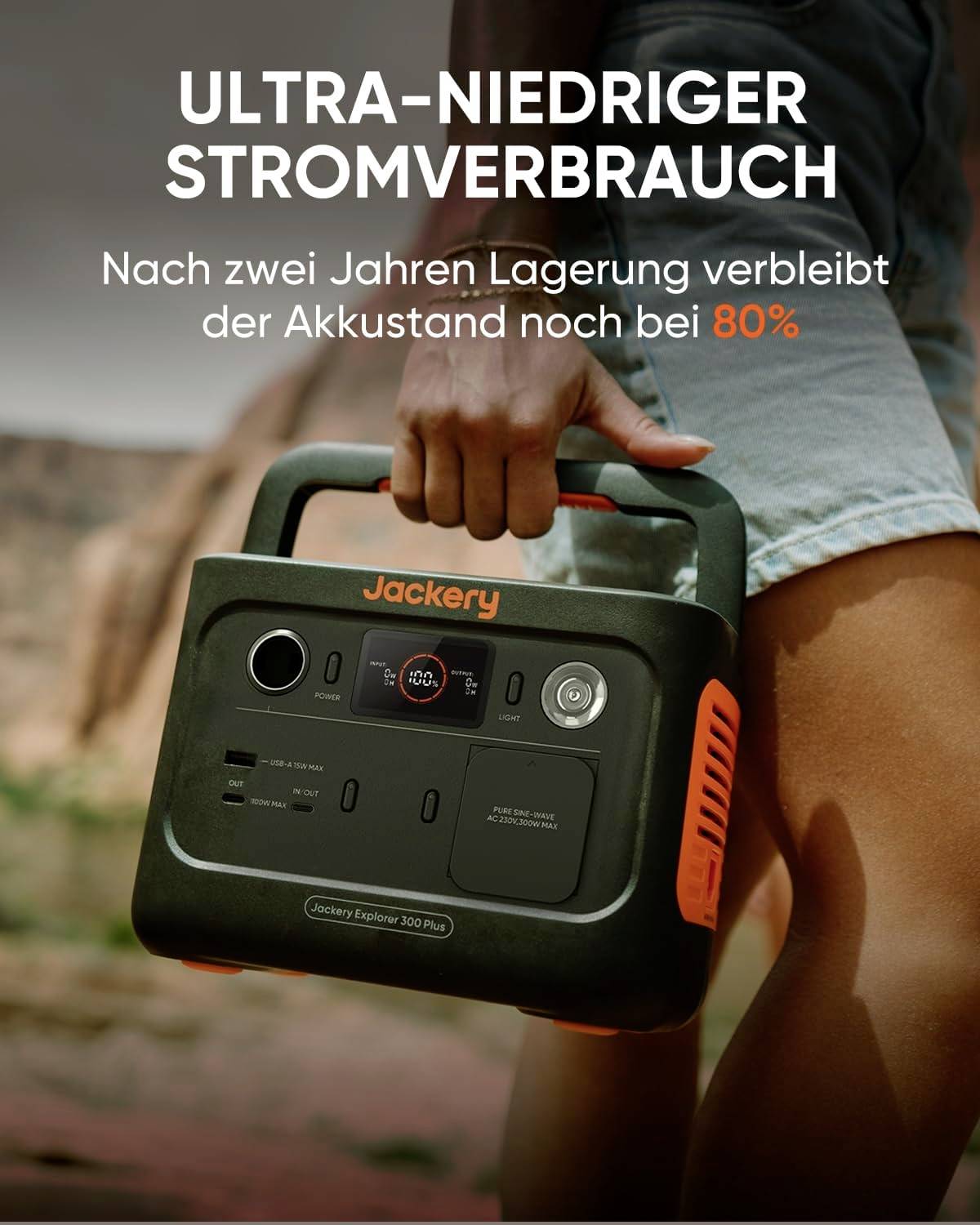 Jackery Explorer 300 Plus Powerstation LiFePO 4 Schwarz, Orange mit Laderegler