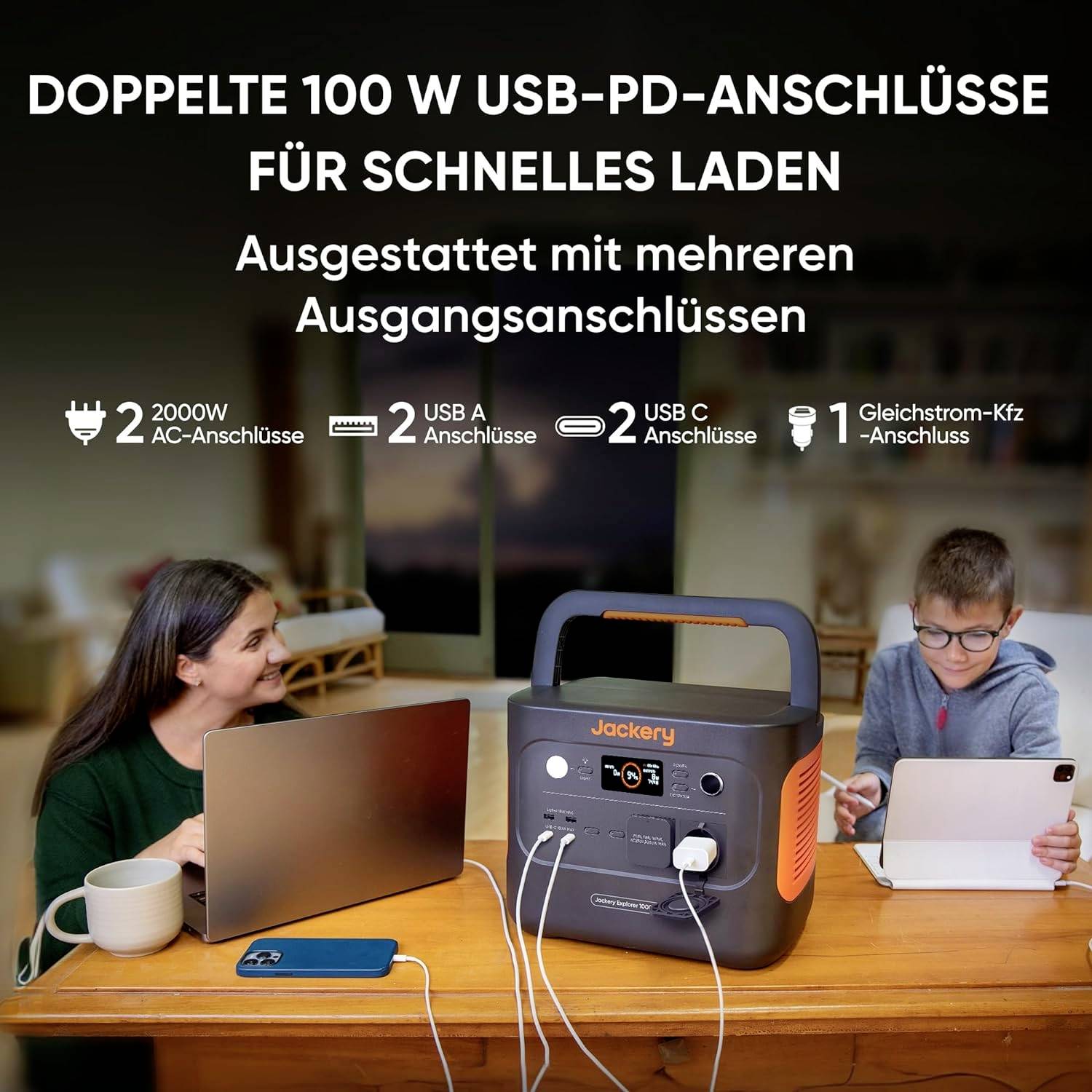 Jackery Explorer 1000 Plus Powerstation LiFePO 4 Schwarz, Orange mit Laderegler