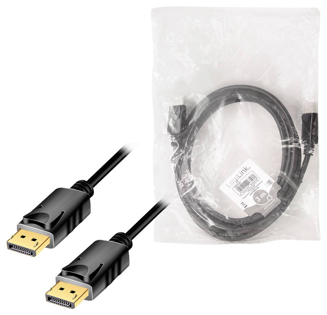 LogiLink DisplayPort AV Anschlusskabel [1x DisplayPort - 1x DisplayPort] 3m Schwarz