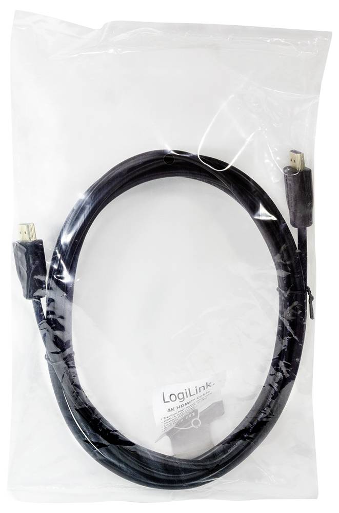 LogiLink HDMI AV Anschlusskabel [1x HDMI-Stecker - 1x HDMI-Stecker] 3m Schwarz