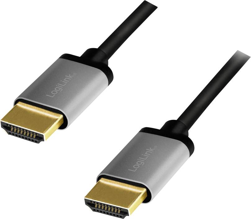 LogiLink HDMI AV Anschlusskabel [1x HDMI-Stecker - 1x HDMI-Stecker] 2 m Schwarz-Grau