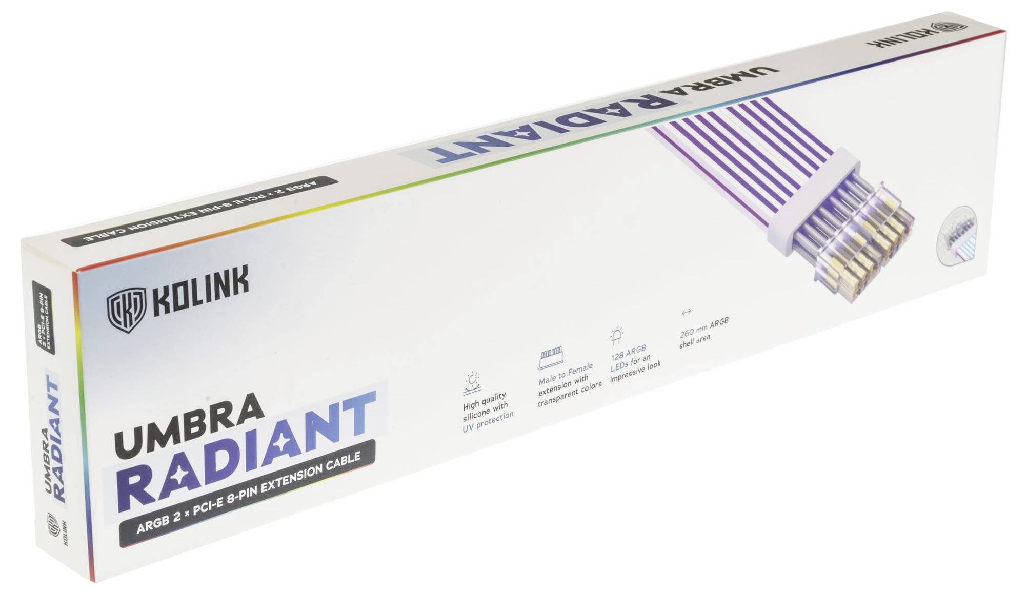 Kolink UR-2PCIE-ARG Strom Anschlusskabel Weiß, Transparent, RGB 31cm