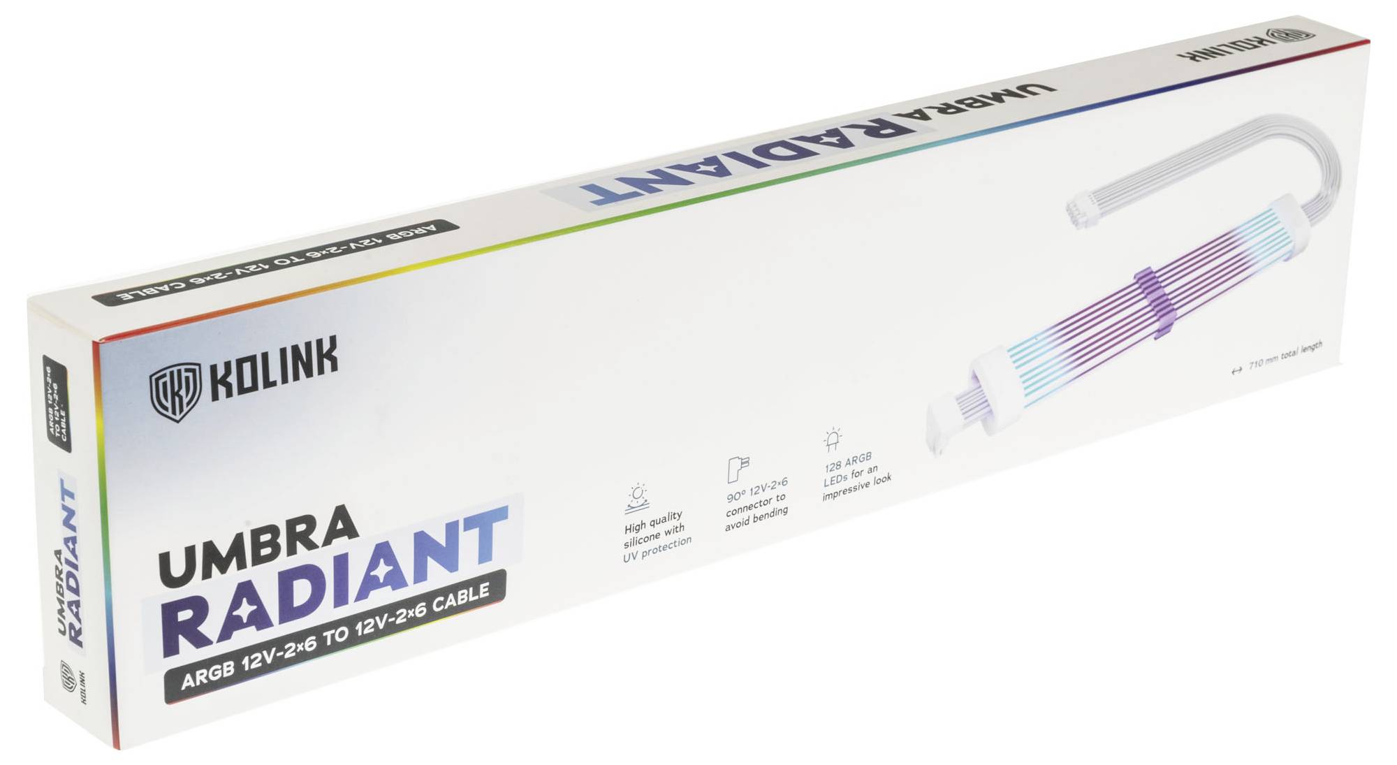 Kolink UR-12-V2x6-ARGB Strom Anschlusskabel Weiß, Transparent, RGB 70cm