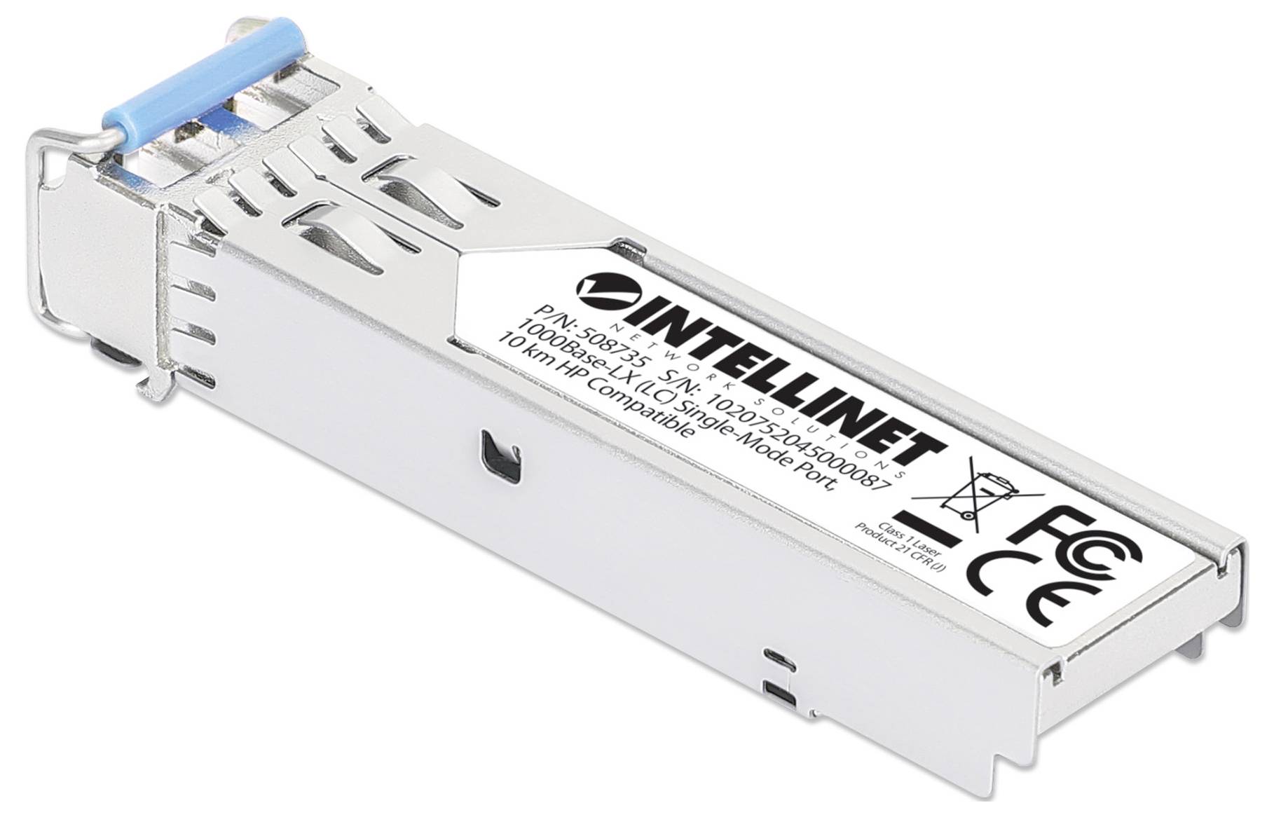 Intellinet 508735 Mini-GBIC Transceiver für LWL-Kabel (LC) Singlemode-Port 10 km HPE-kompatibel Transceiver-Modul 1000MBit/s 10