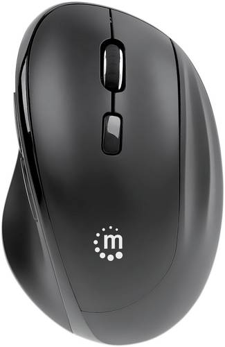 Manhattan 190237 Ergonomische Maus Kabellos Optisch Schwarz 3 Tasten 800 dpi, 1200 dpi, 1600 dpi Erg