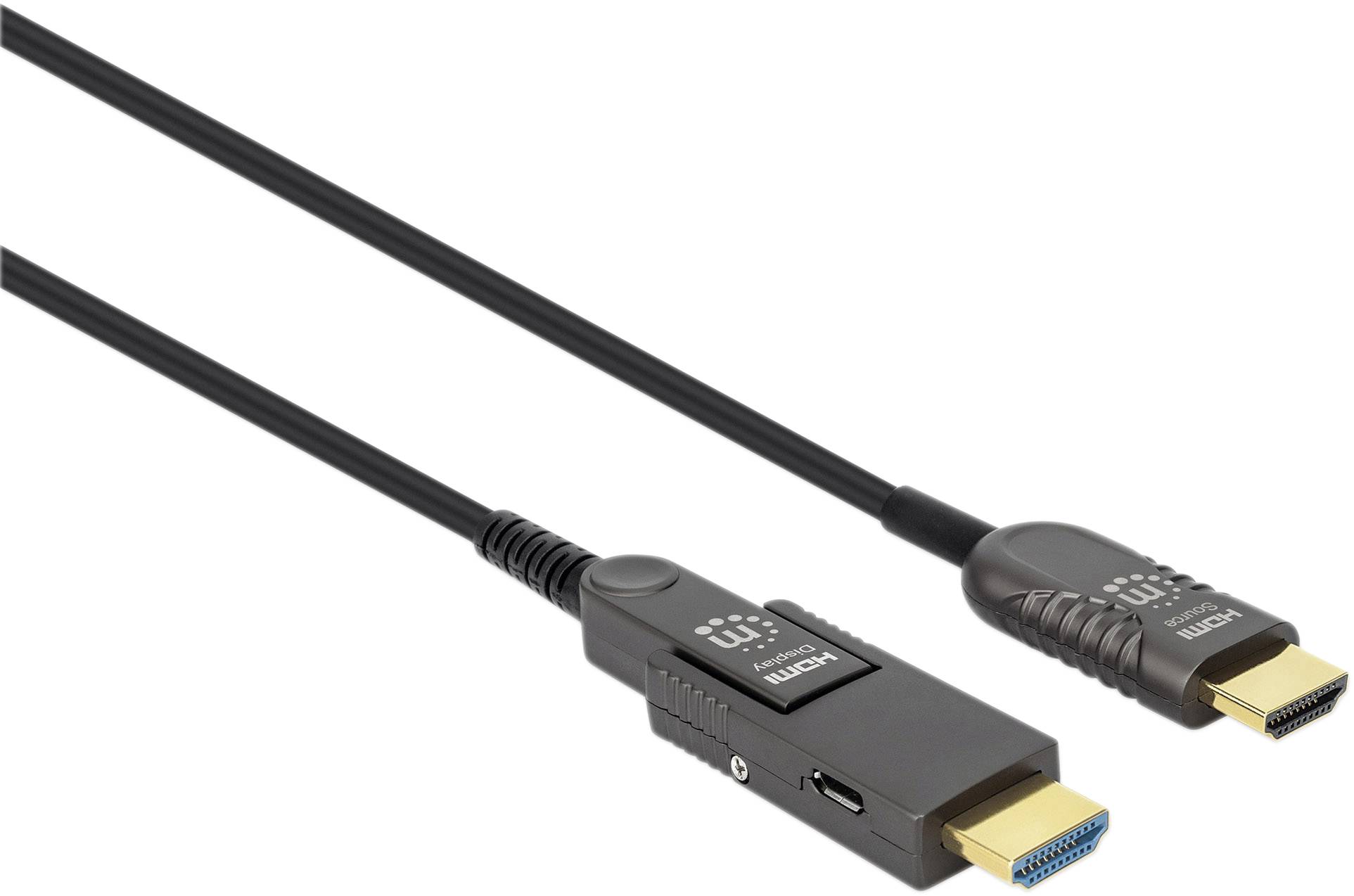 Manhattan HDMI Anschlusskabel HDMI-A Stecker, HDMI-Micro-D Stecker 50m Schwarz 355537 4K UHD HDMI-Kabel