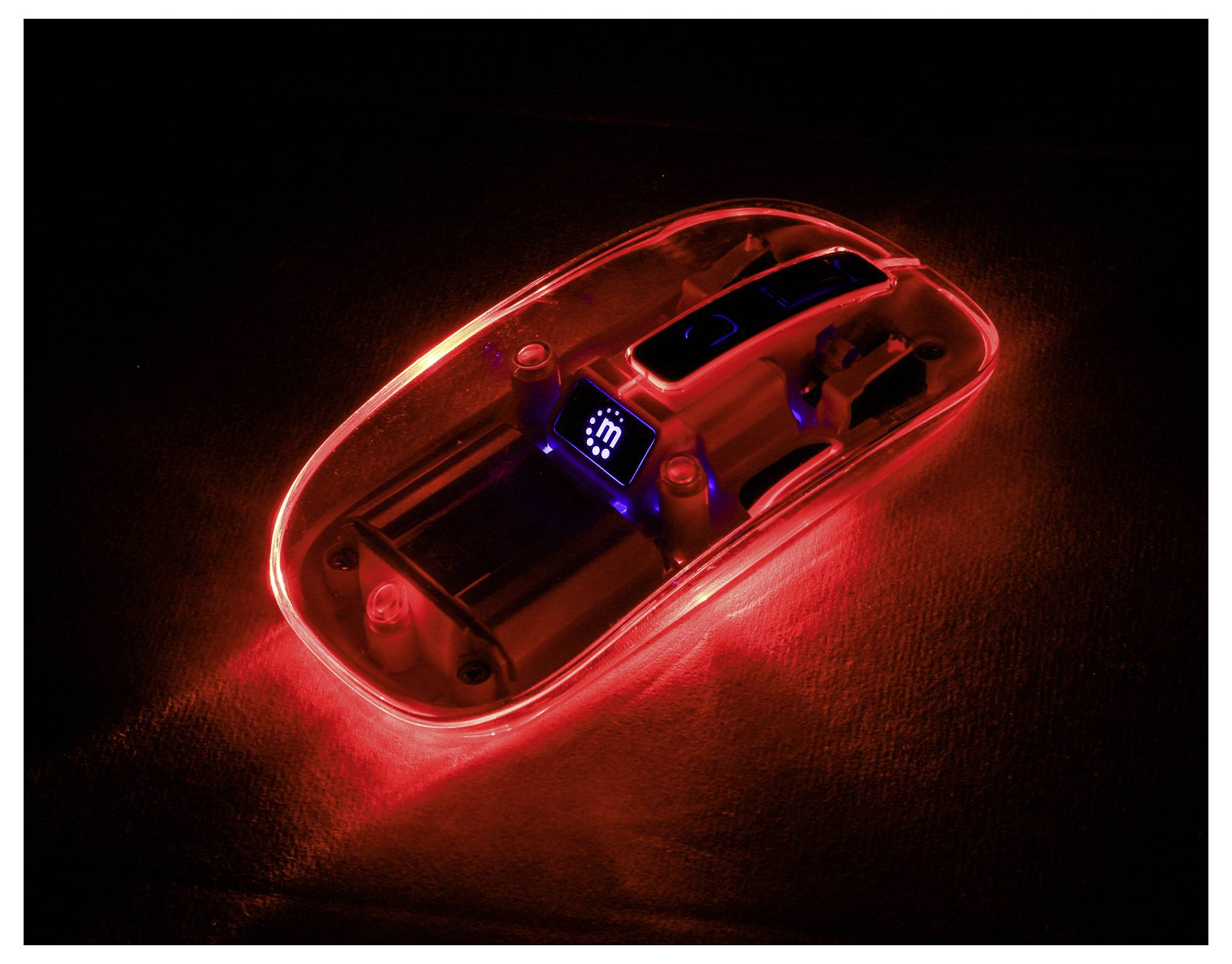 Manhattan Maus Kabellos Optisch Transparent, Schwarz 4 Tasten 800 dpi, 1200 dpi, 1600 dpi Geräuscharme Tasten, Integriertes